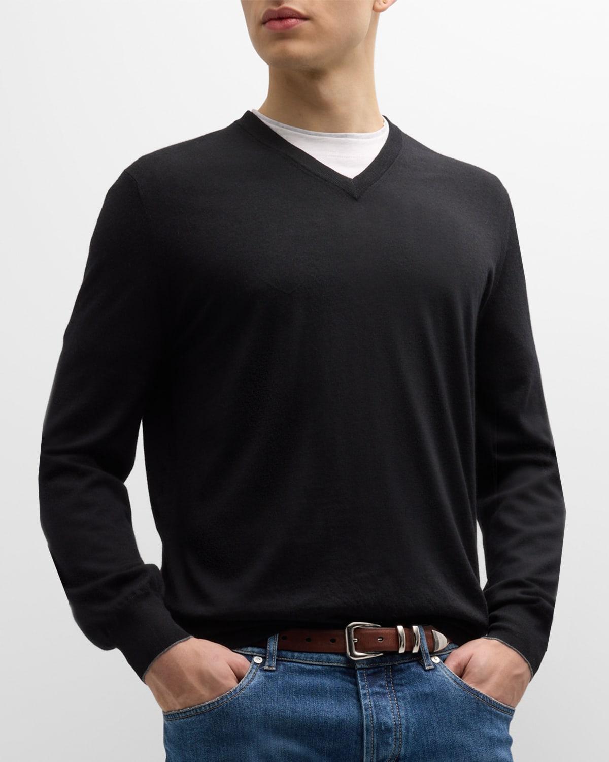 Mens Wool-Cashmere V-Neck Sweater Product Image