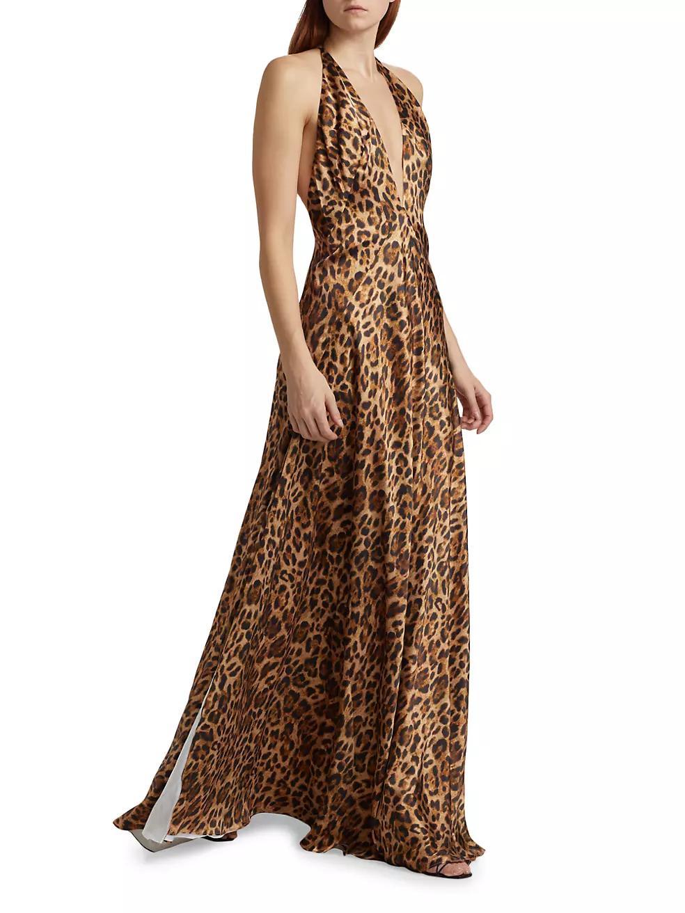 Alexandra Silk Leopard Maxi Gown Product Image