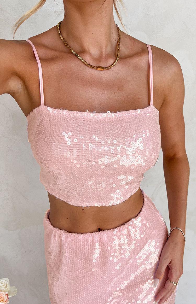 Bellah Pink Sequin Crop Top Baby Product Image