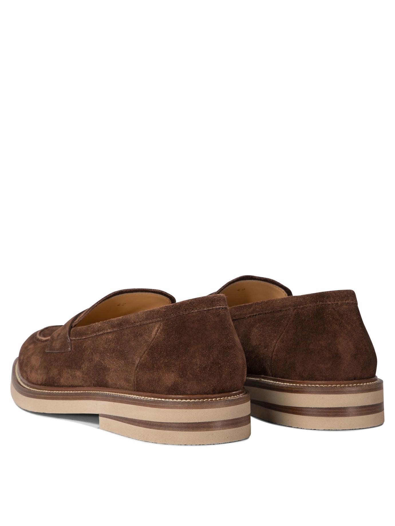 BRUNELLO CUCINELLI Suede Penny Loafers In Brown Product Image