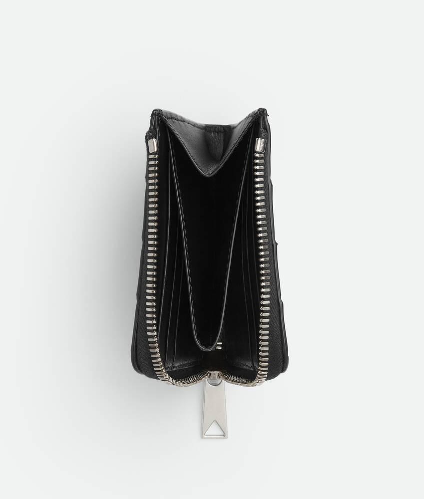 Men's Intrecciato Square Zip Around Wallet in Black Product Image