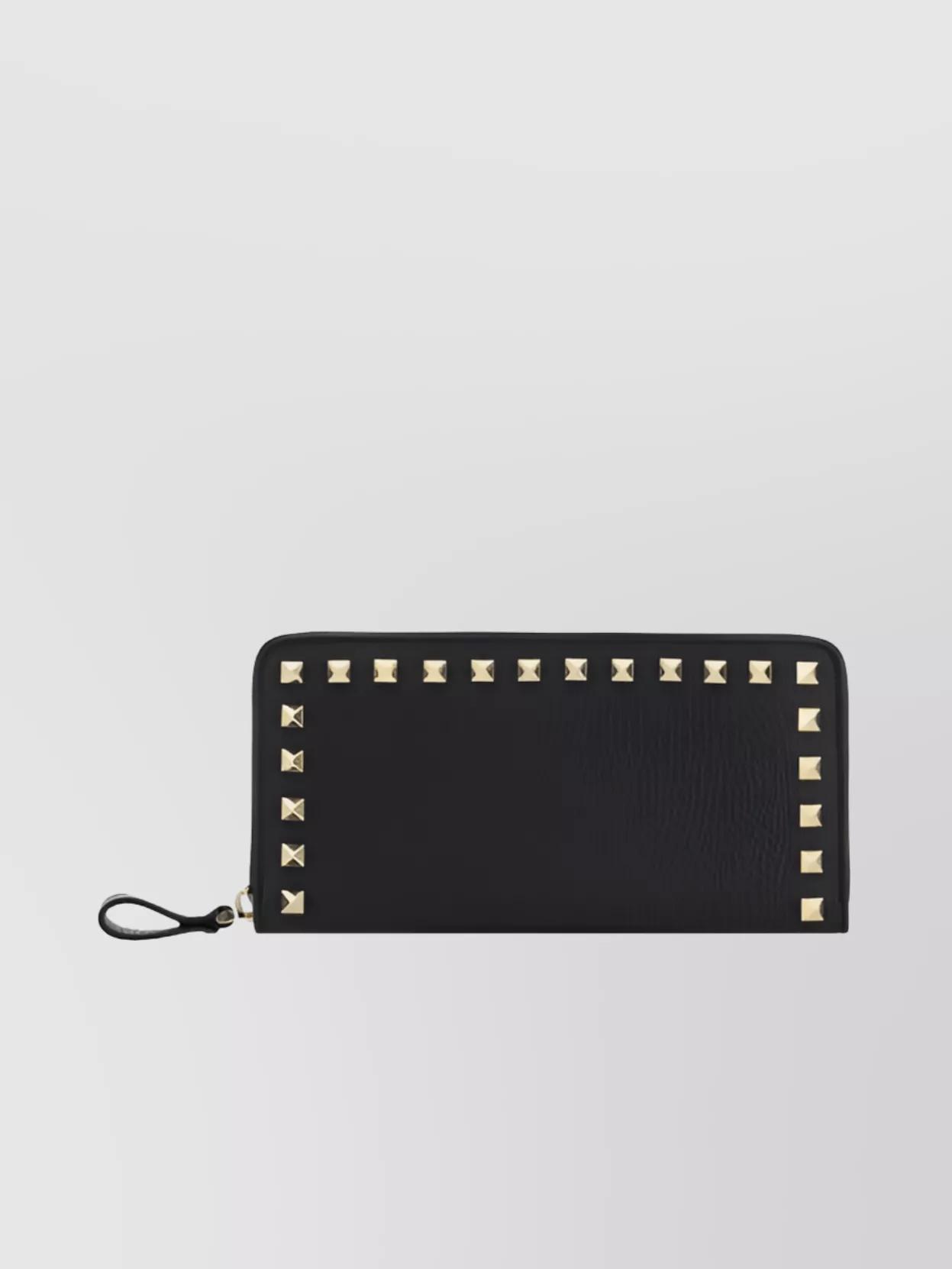 VALENTINO GARAVANI Rockstud Flap French Wallet In Black Product Image