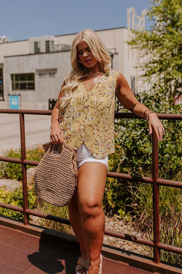 Vacay Bound Linen-Blend Vest Top Curves Product Image