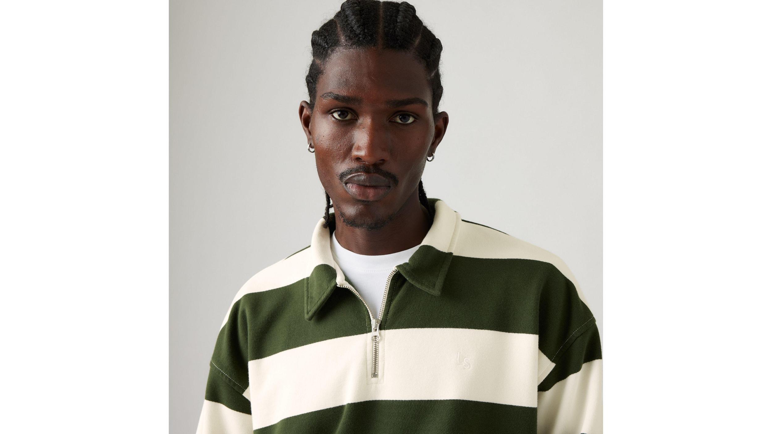 Quarter Zip Collar Crewneck Sweatshirt Product Image