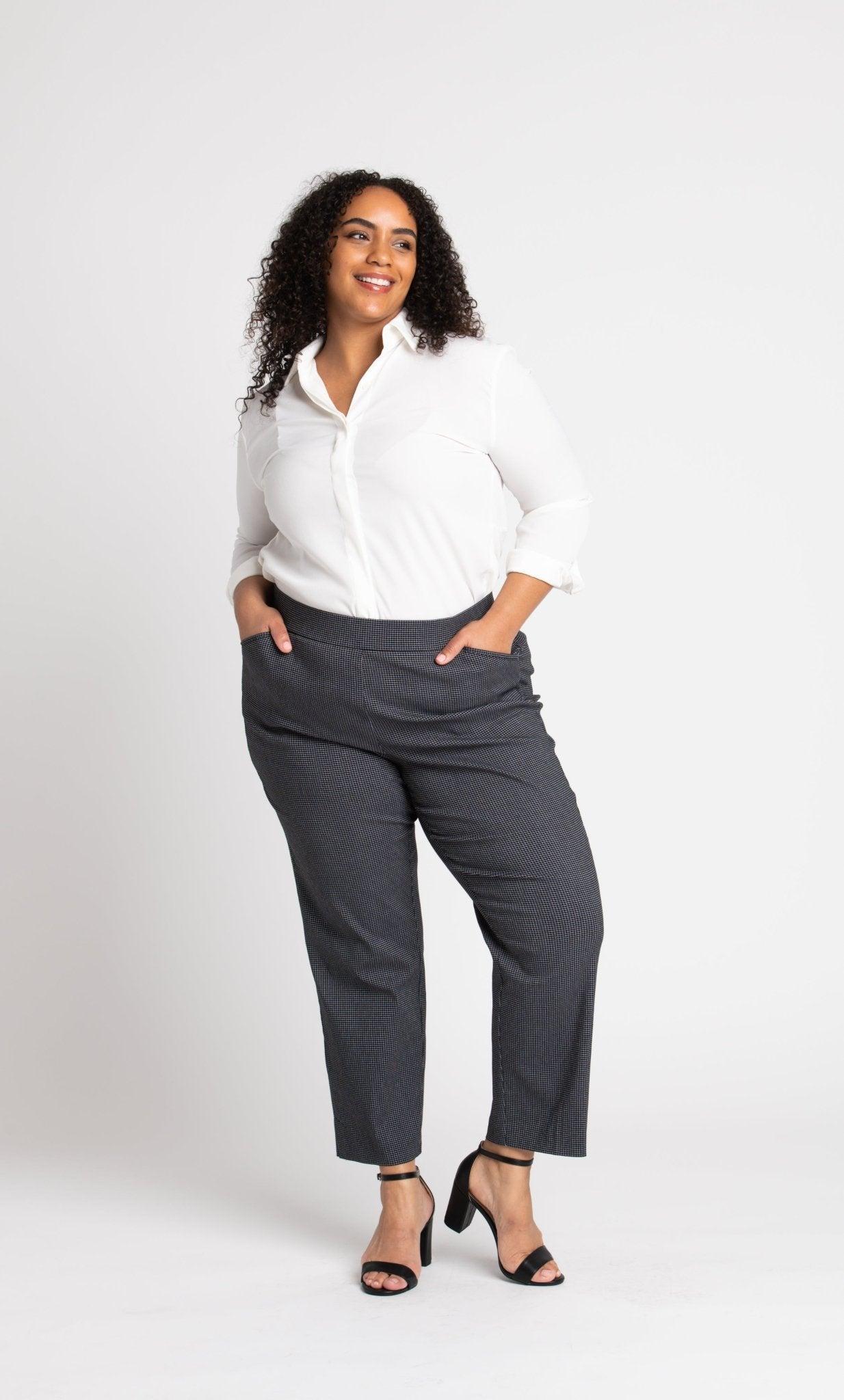 Roz & Ali™ Superstretch Black Grid Pull On Ankle Pants - Plus Product Image