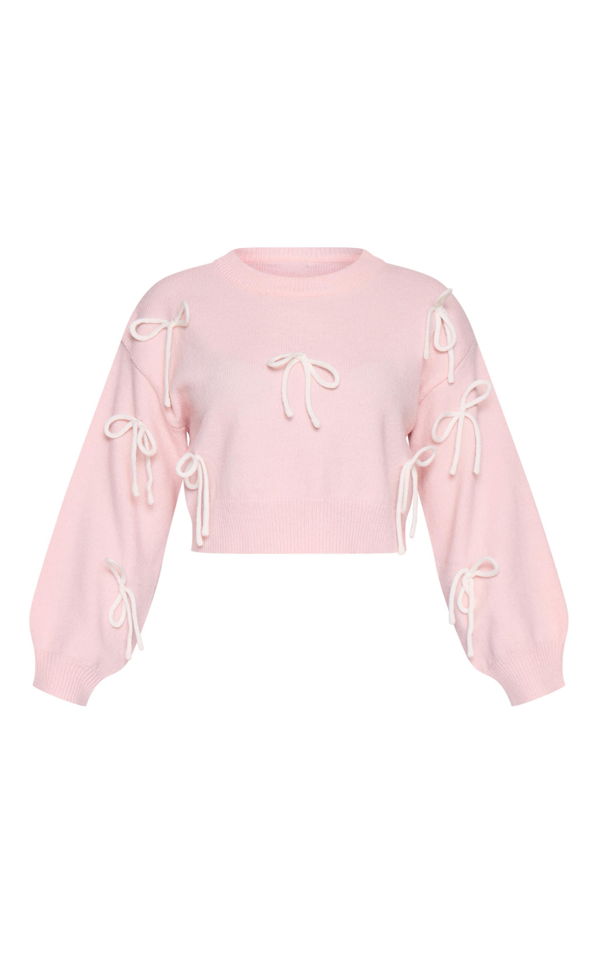 Petite Pink Bow Detail Christmas Sweater Product Image