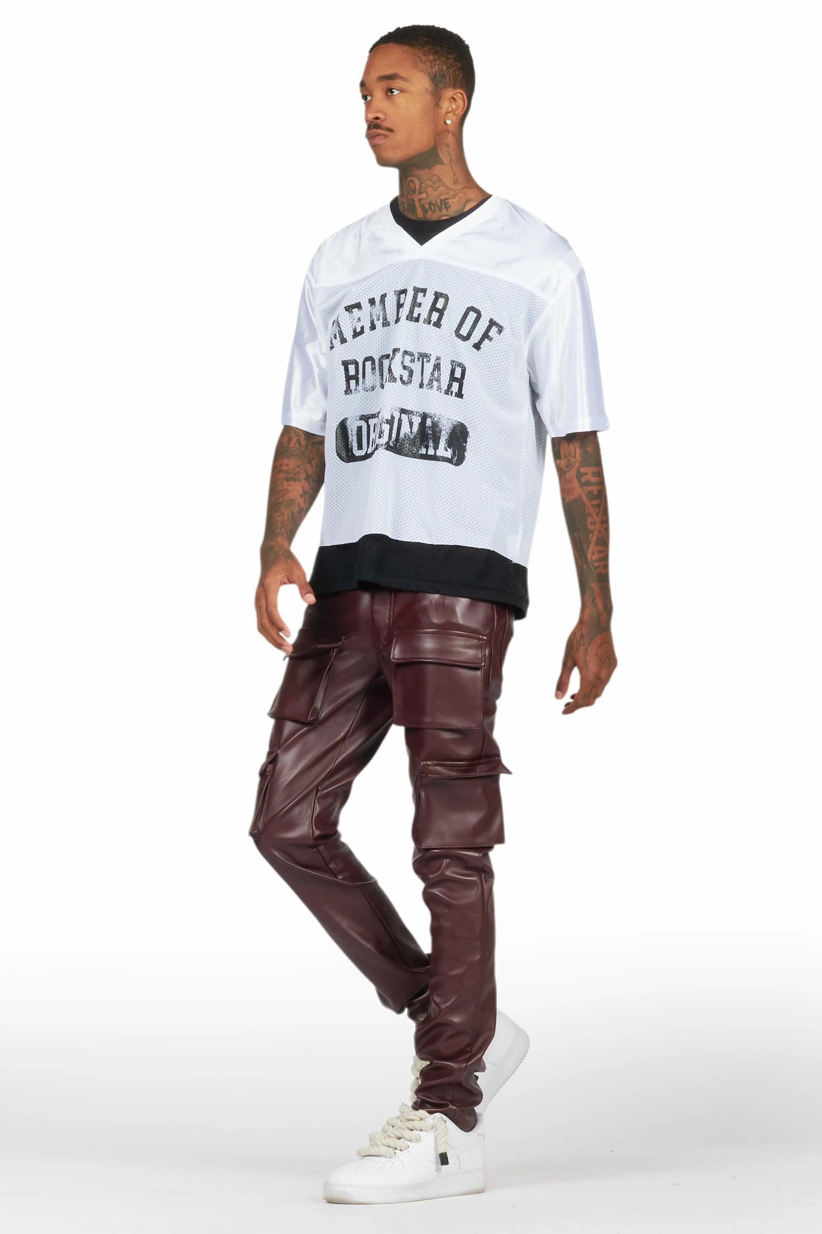 Kap Burgundy Skinny Faux Leather Fit Jean Male Product Image