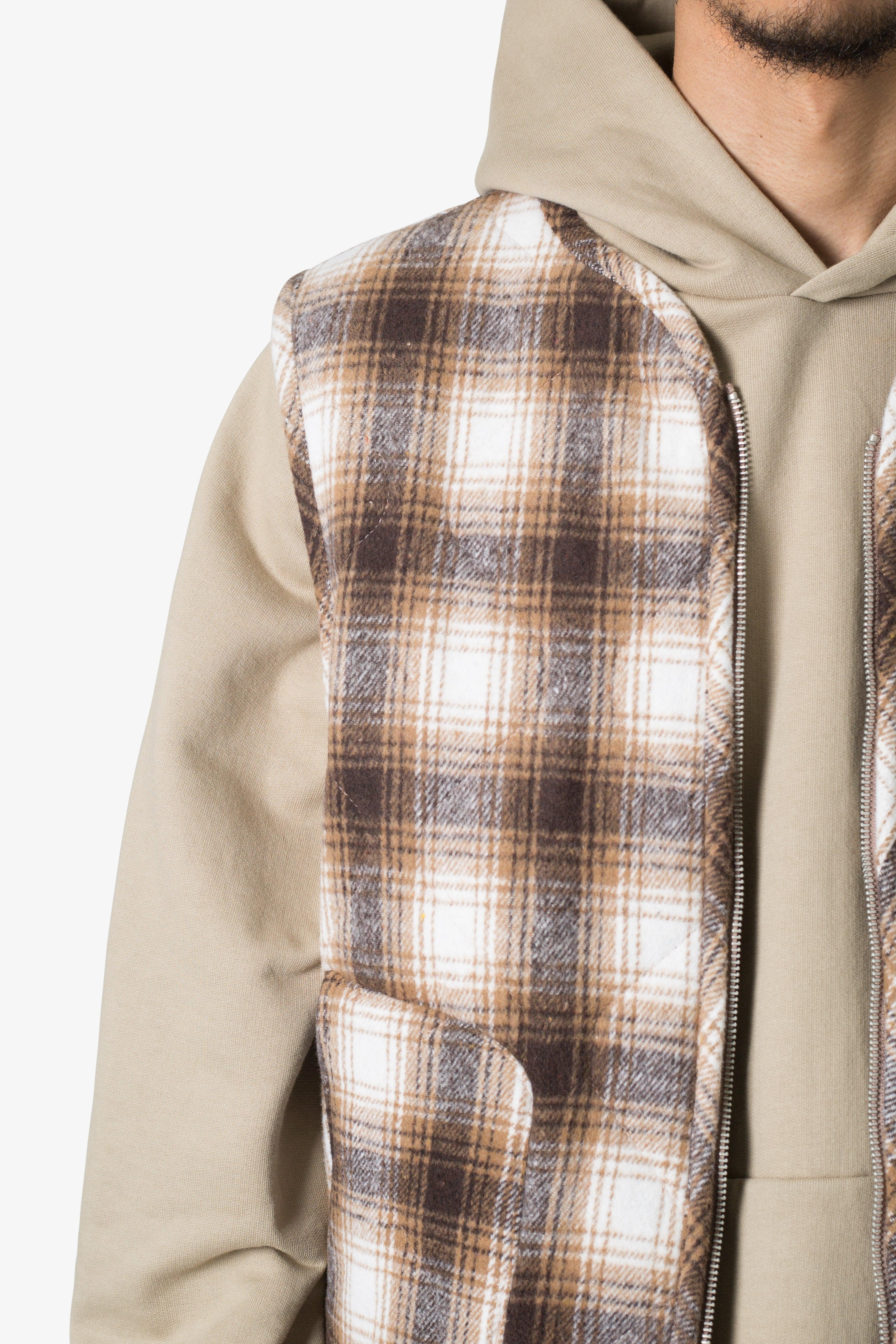 Brushed Plaid Vest - Brown/White Product Image