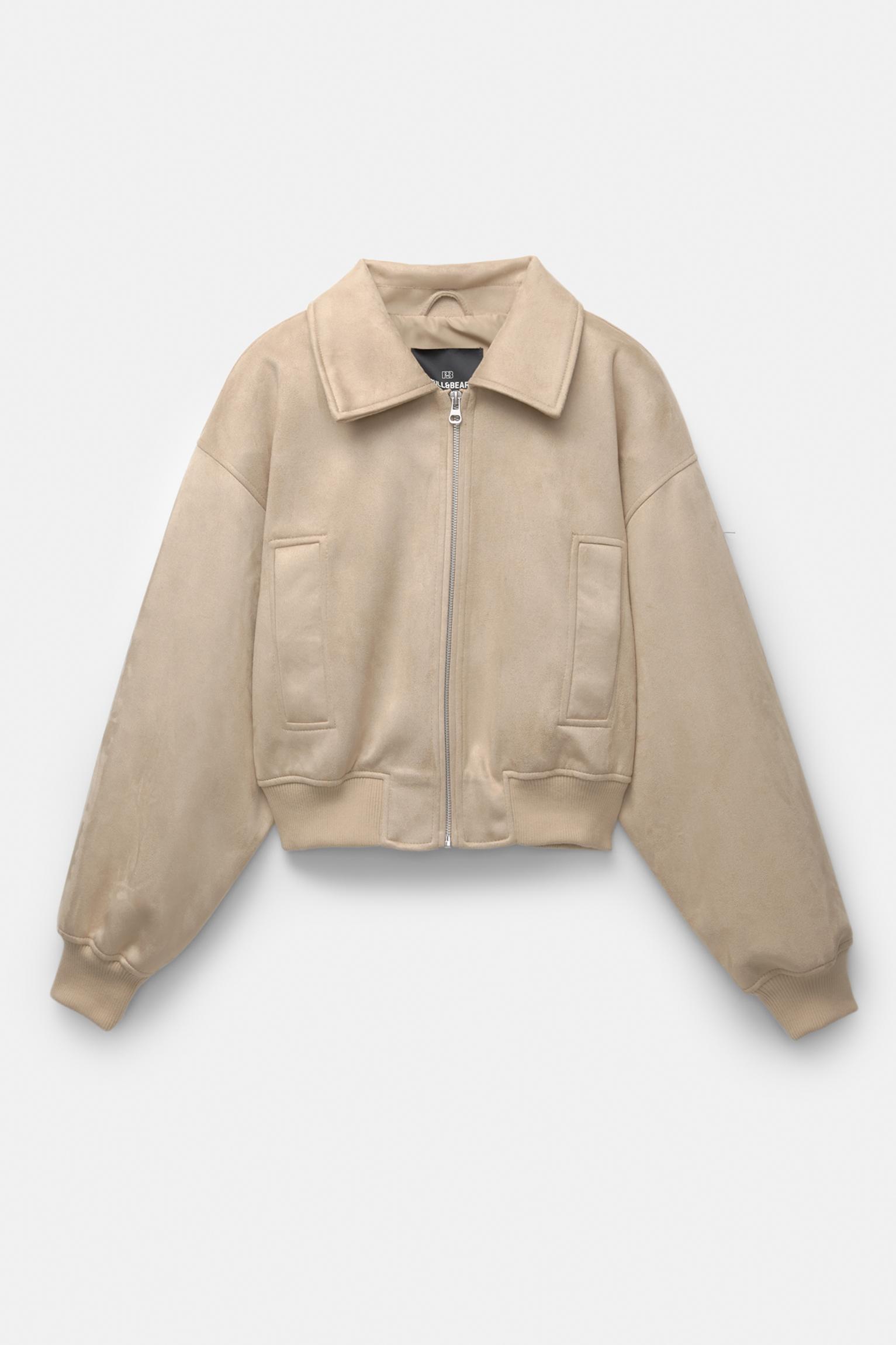 Faux suede bomber jacket Product Image