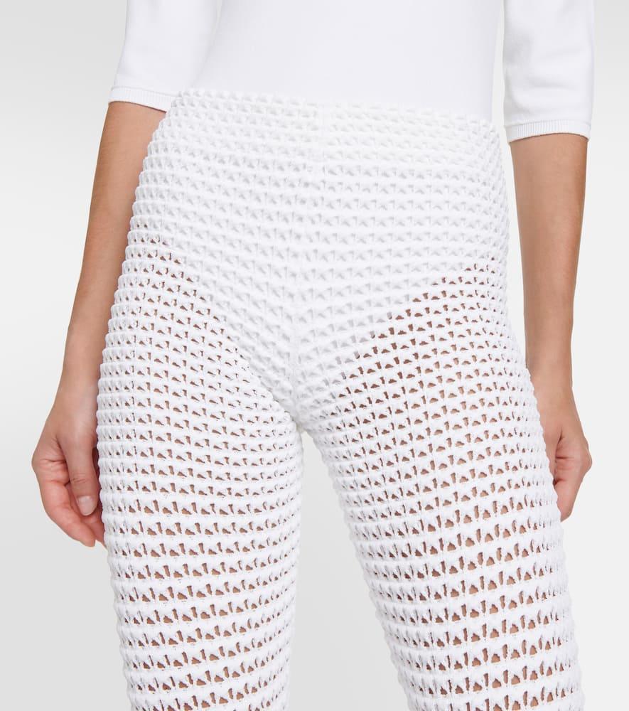 ALAÏA Waffle-knit Flared Pants In White Product Image