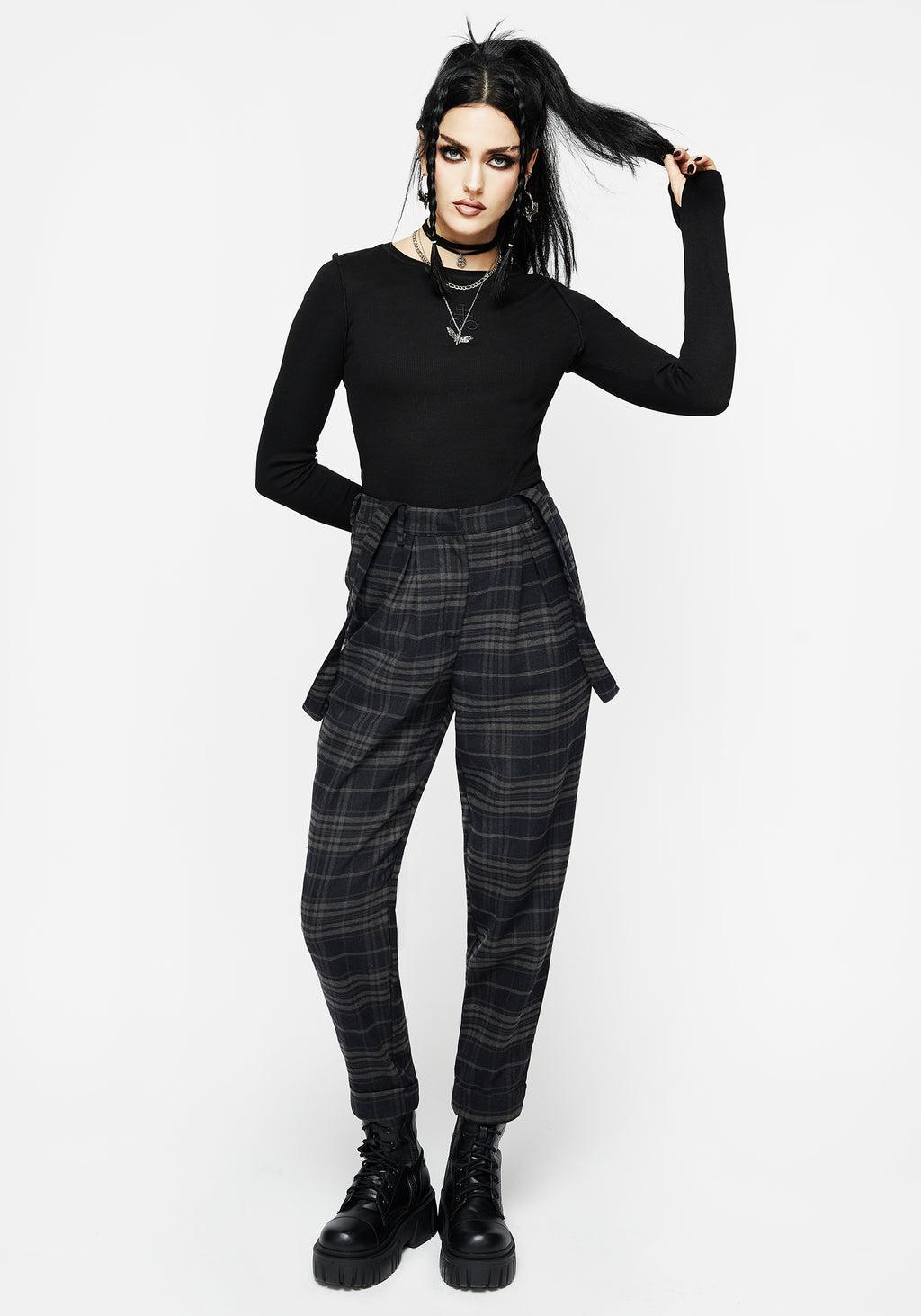 Reckless Distressed Check Trousers Product Image