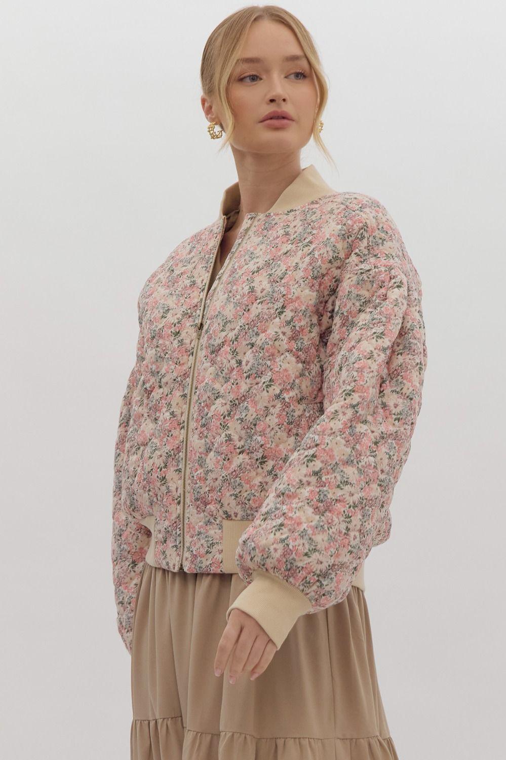 Look Out For You Floral Quilted Bomber Jacket Product Image