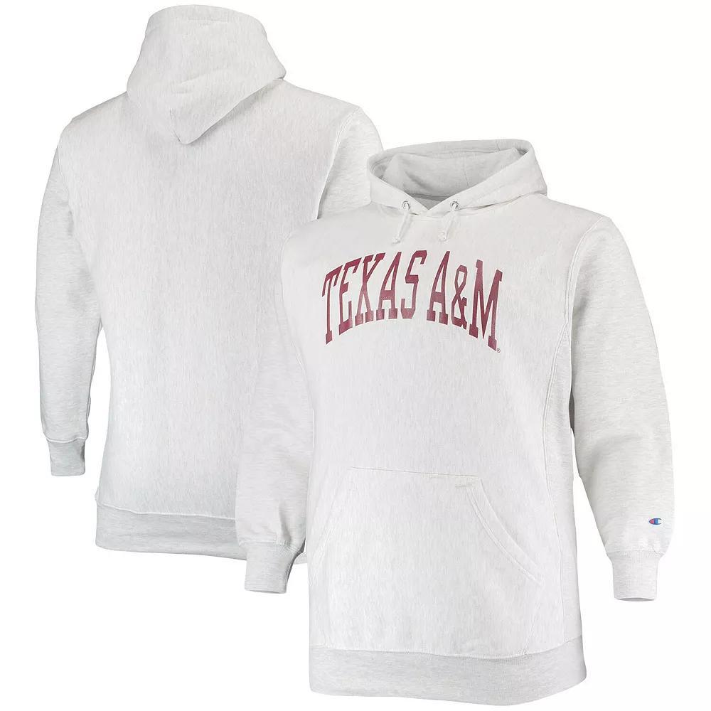Men's Champion Heathered Gray Texas A&M Aggies Big & Tall Reverse Weave Fleece Pullover Hoodie Sweatshirt,  Product Image