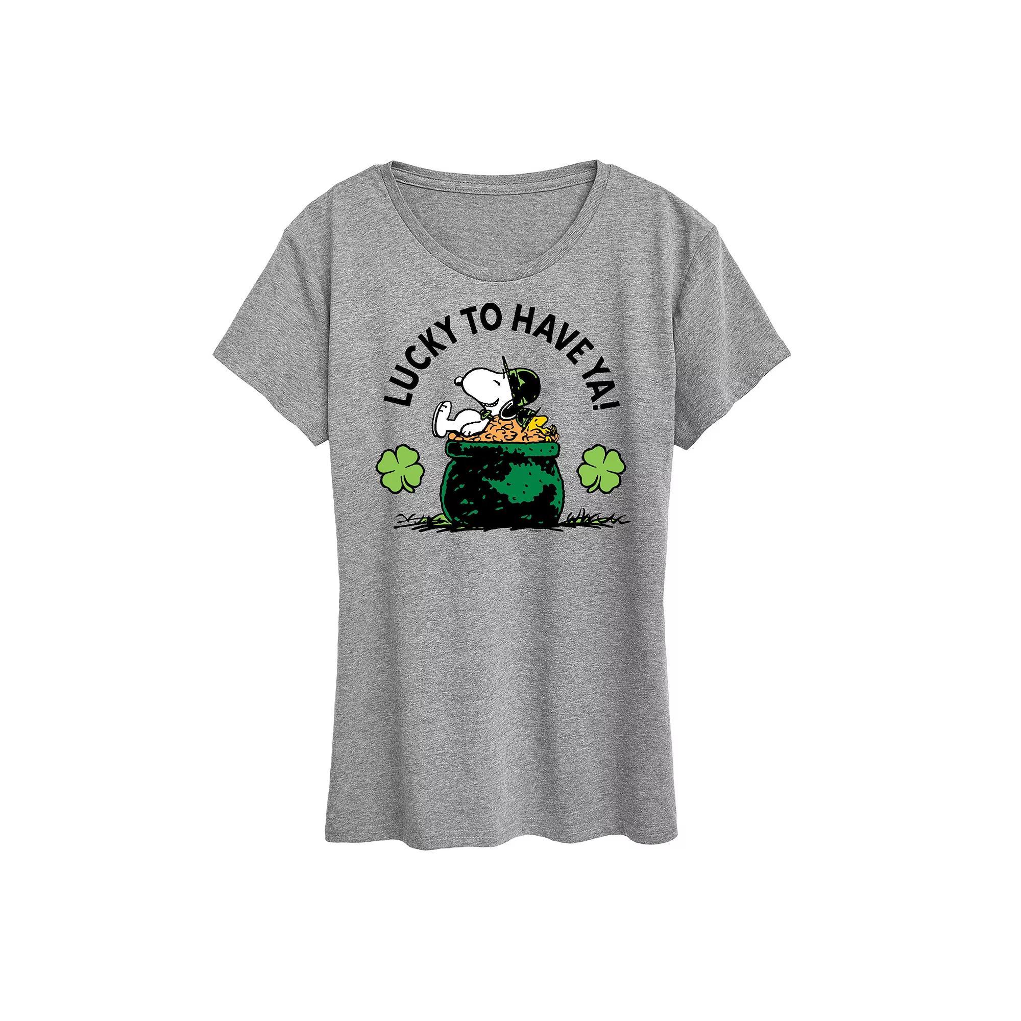 Women's Peanuts Snoopy & Woodstock Lucky To Have Ya Graphic Tee,  Product Image