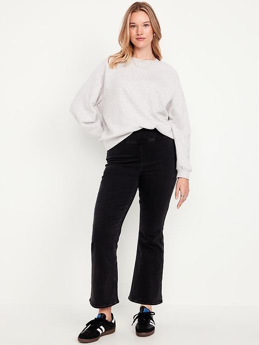 High-Waisted Weekender Pull-On Crop Flare Jeans Product Image