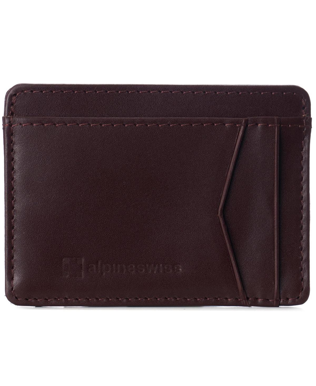 Alpine Swiss Mens Rfid Safe Front Pocket Wallet Smooth Leather Slim Card Holder - Gray Product Image