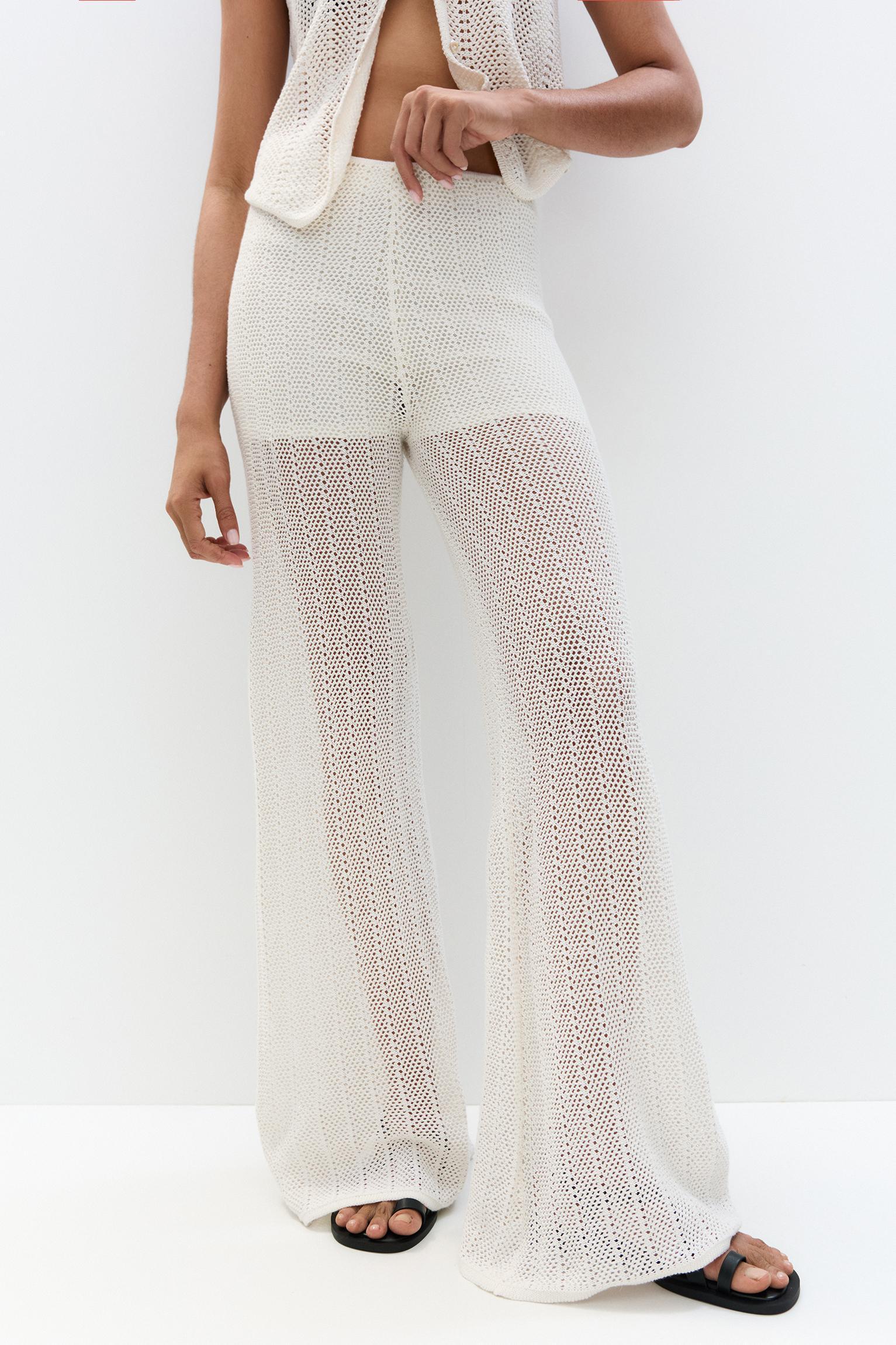 Open knit flared pants Product Image