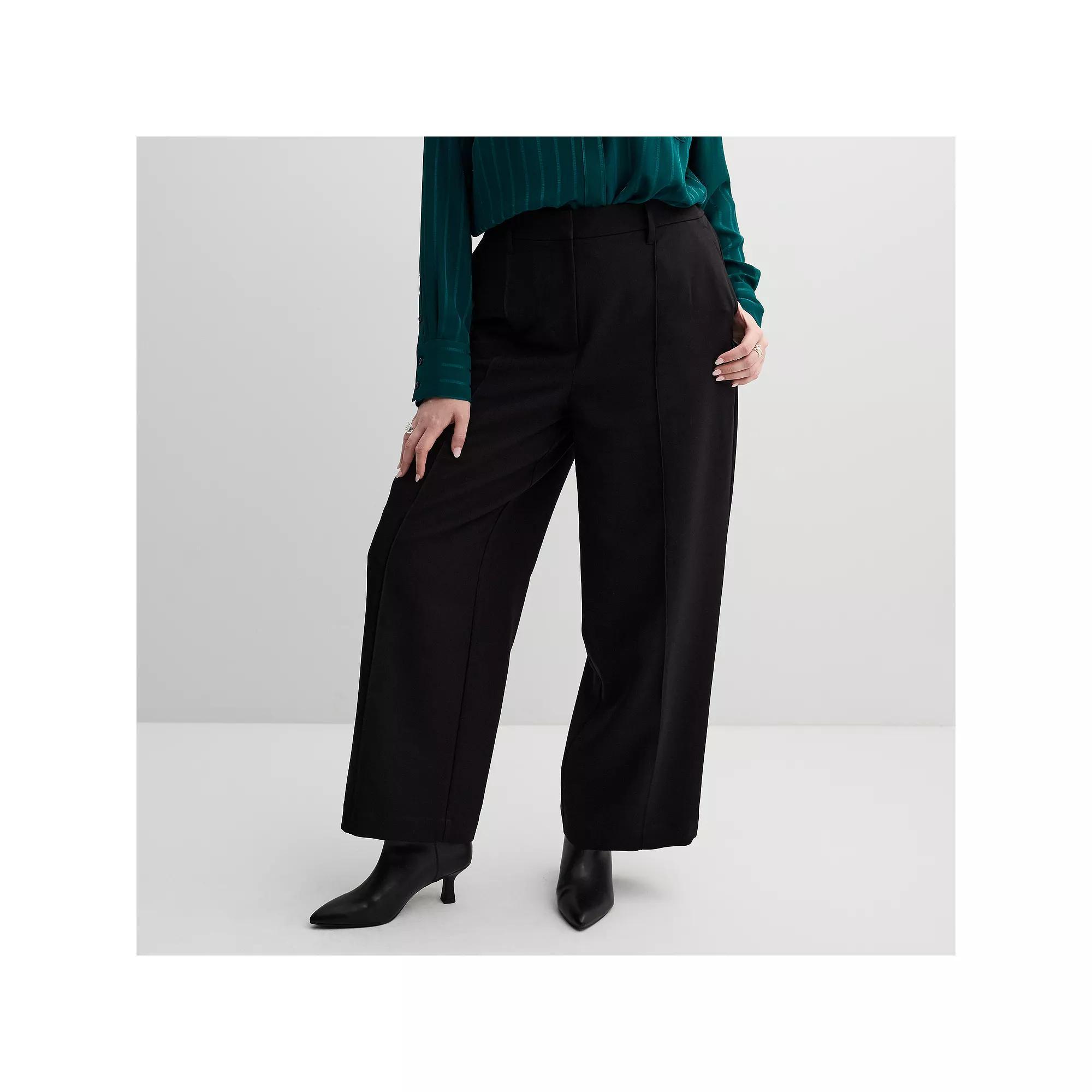 Plus Size Nine West Pintuck Wide Leg Trousers, Women's, Size: 4XL, Mineral Black Product Image