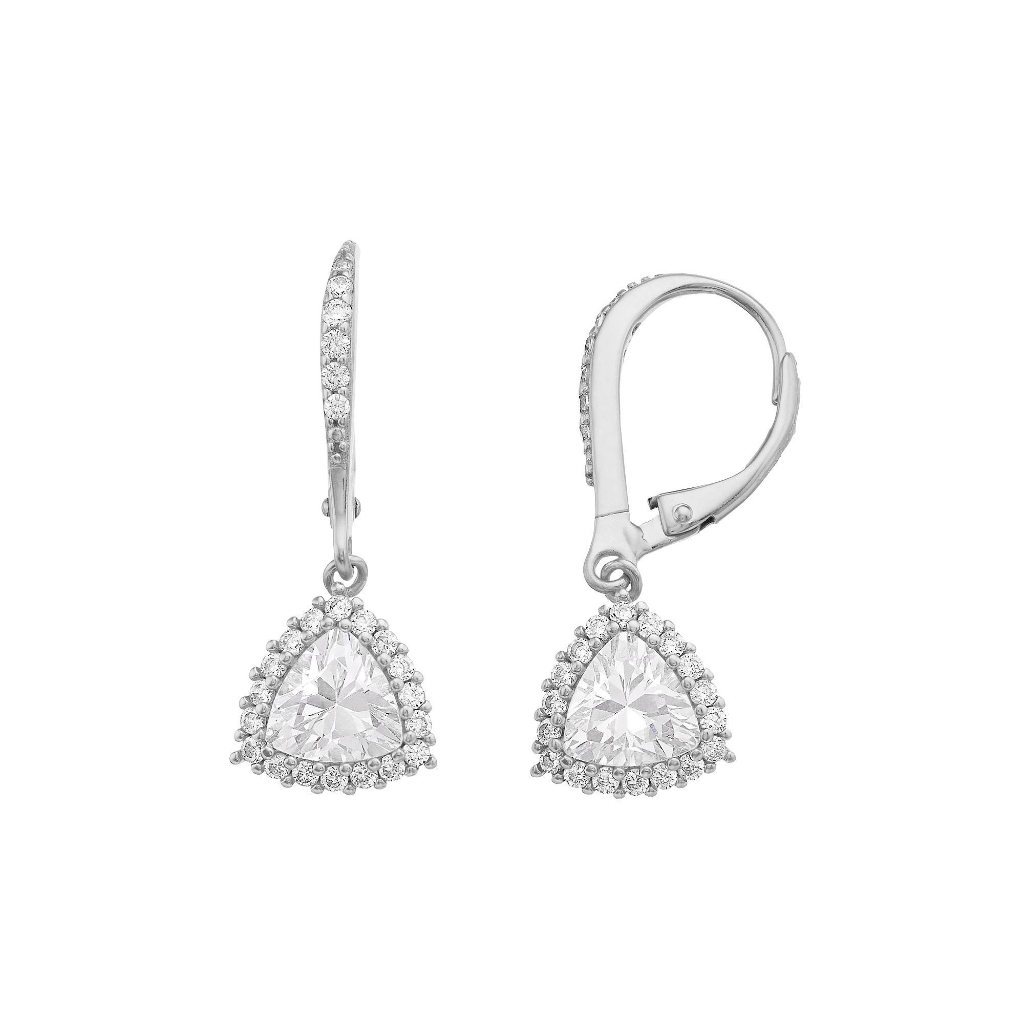 Sterling Silver Cubic Zirconia Drop Earrings, Women's, Pink Tone Product Image