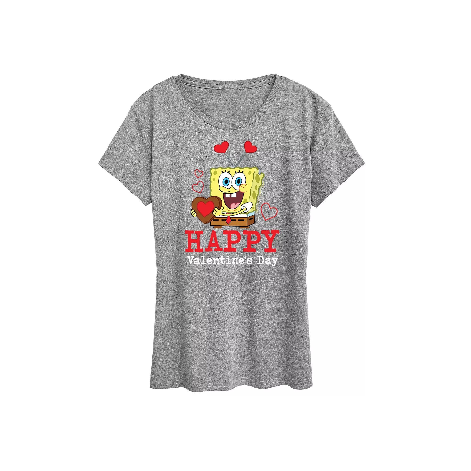 Women's Spongebob Squarepants Happy Valentine's Day Graphic Tee,  Product Image