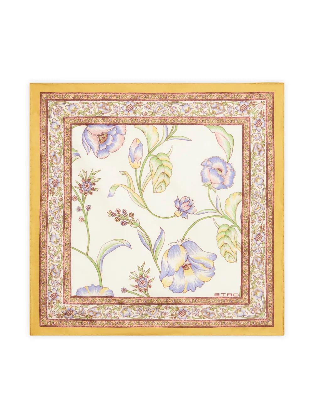 ETRO Printed Silk Pocket Square In White Product Image