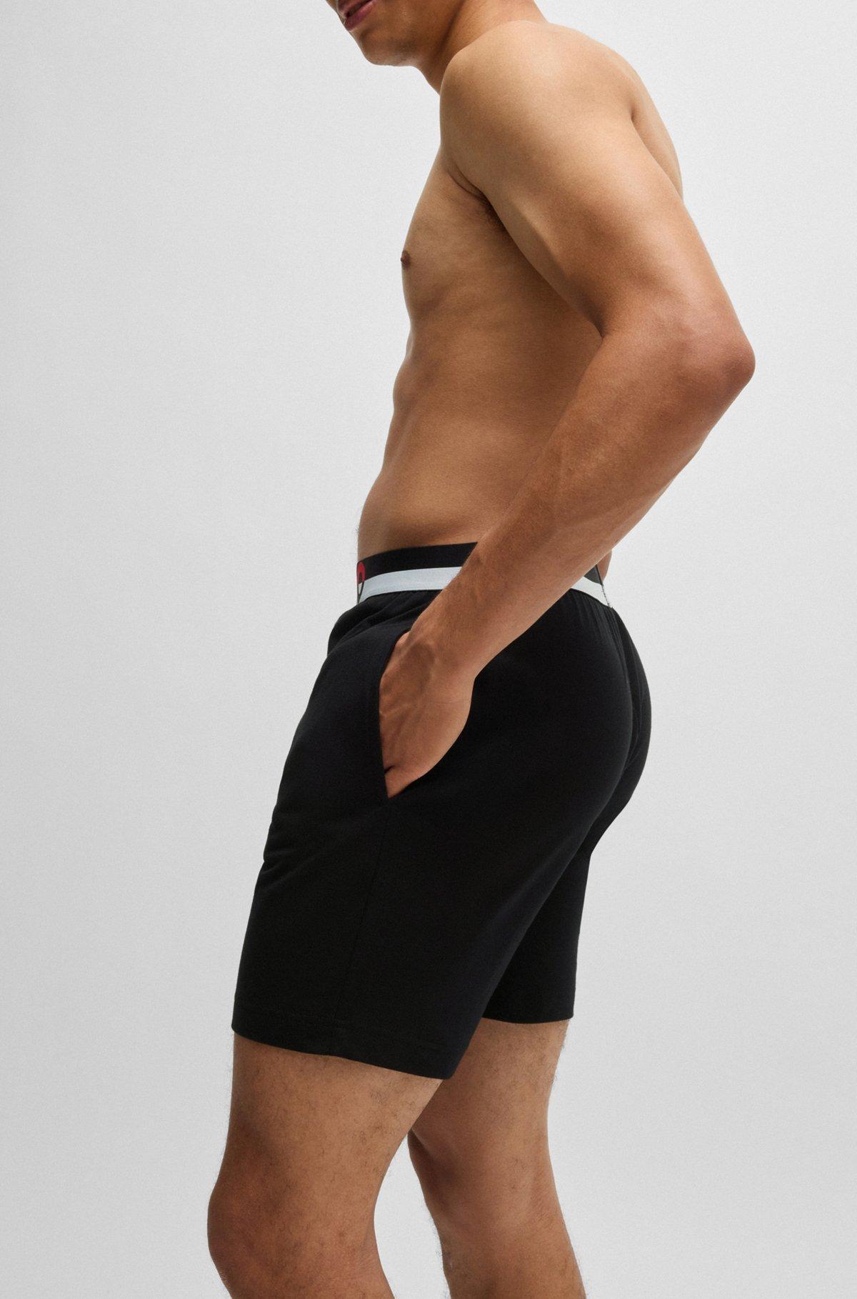 Stretch-cotton pajama bottoms with color-blocked waistband Product Image