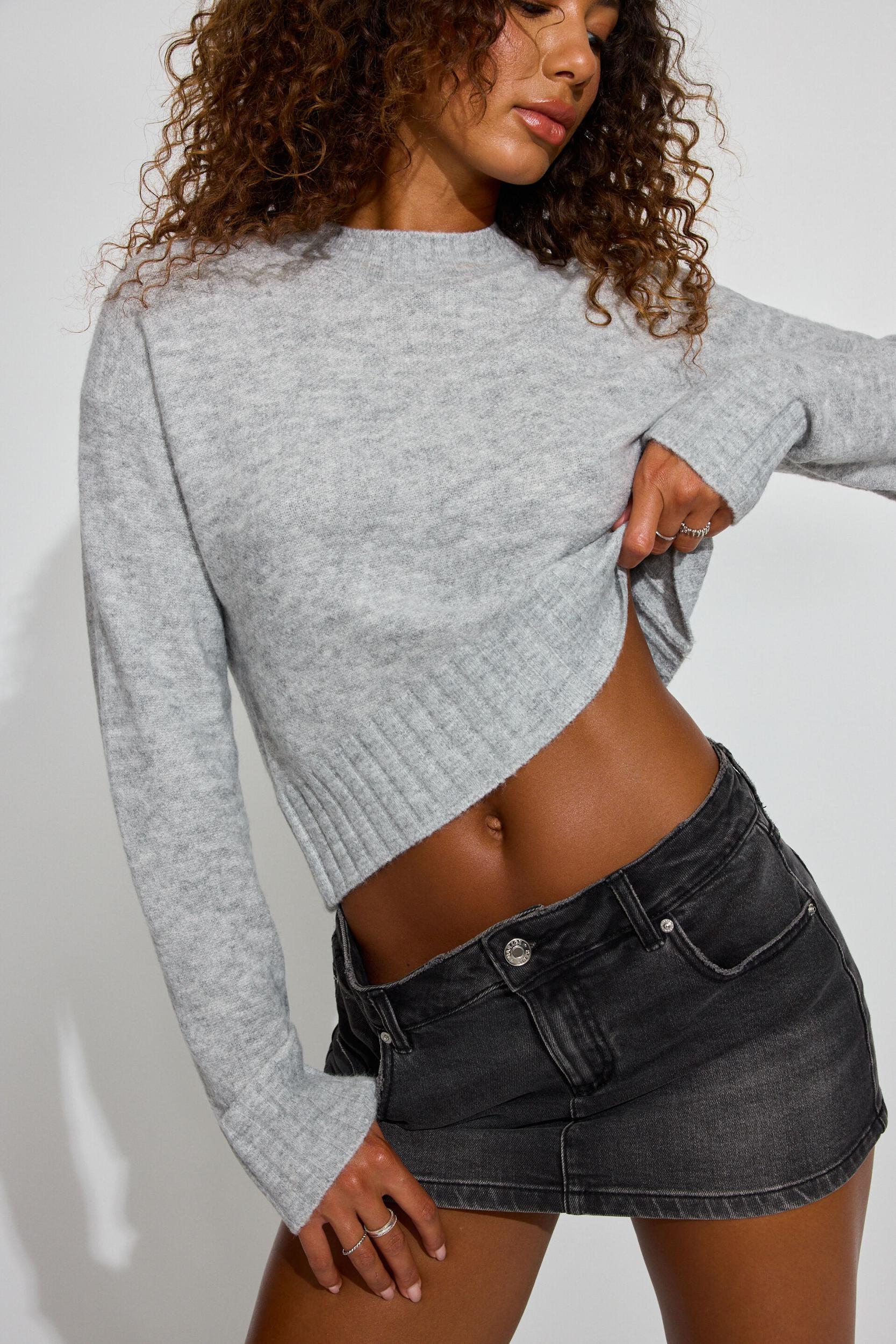 Long Sleeve Spongy Crewneck Sweater Product Image