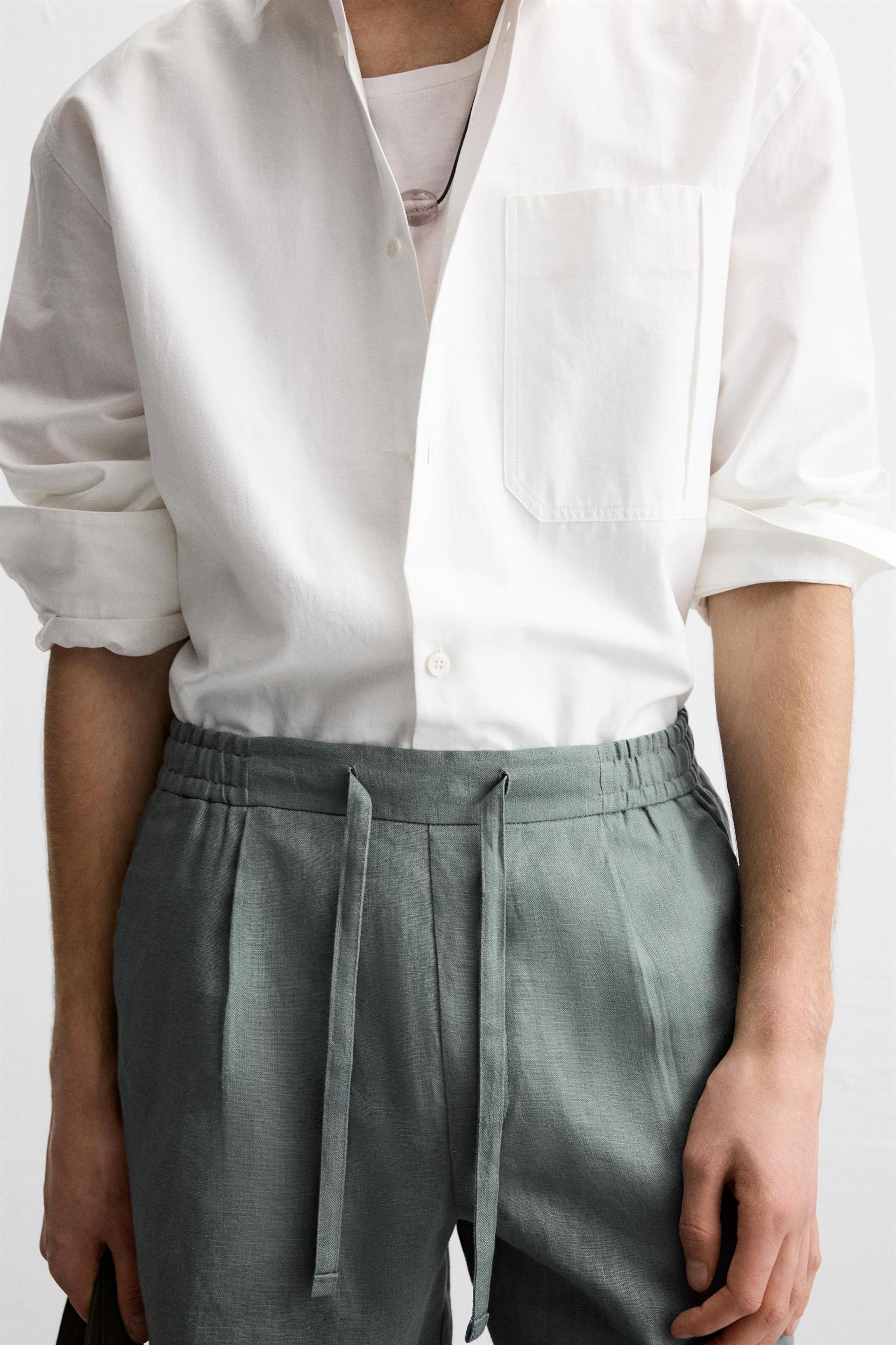 100% LINEN REGULAR FIT SHORTS Product Image