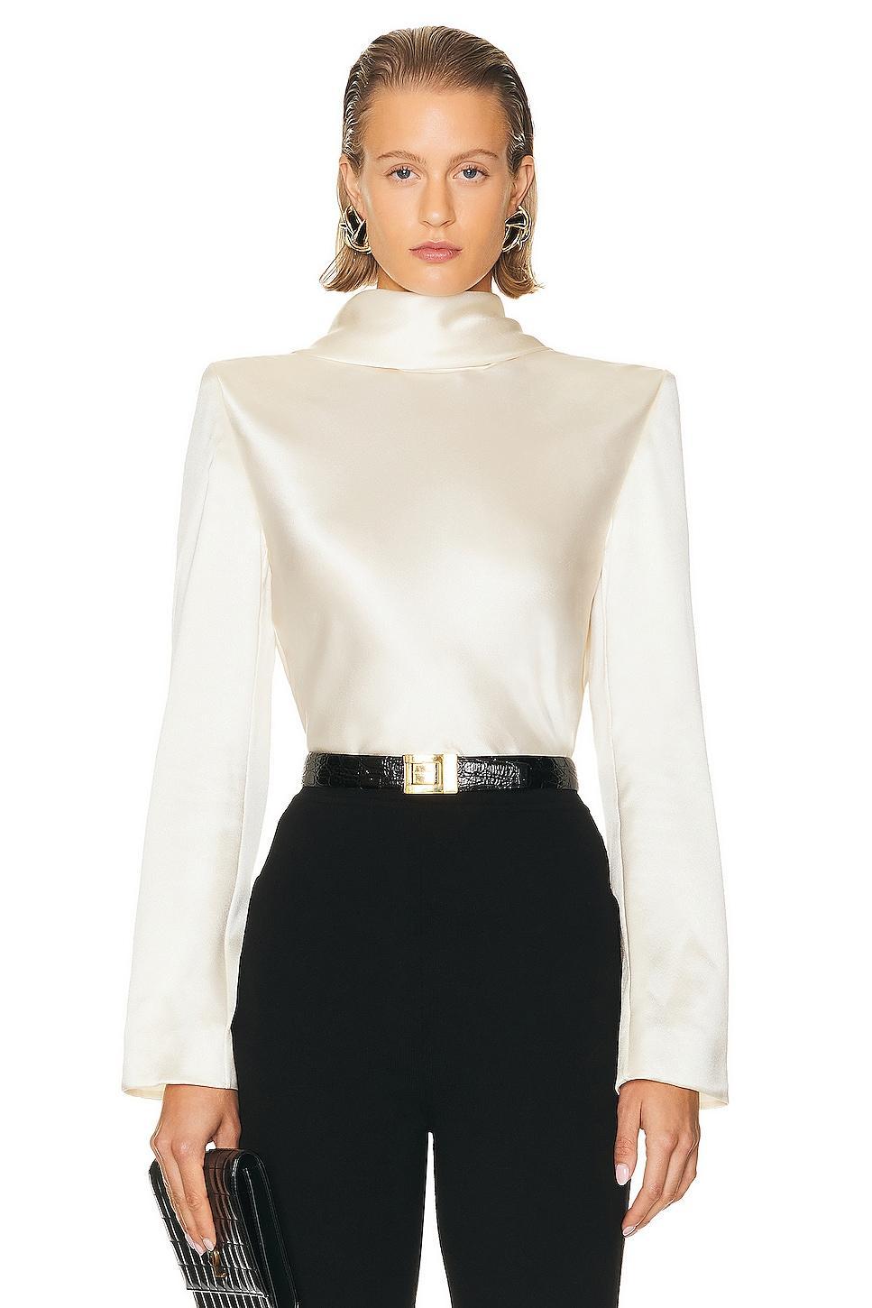 Saint Laurent Drape Back Top in White Product Image