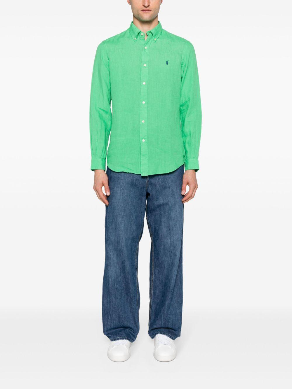 POLO RALPH LAUREN Polo Pony Linen Shirt In Green Product Image