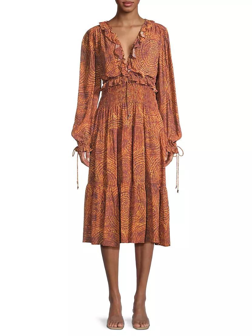 Sand Garden Print Georgette Midi-Dress Product Image