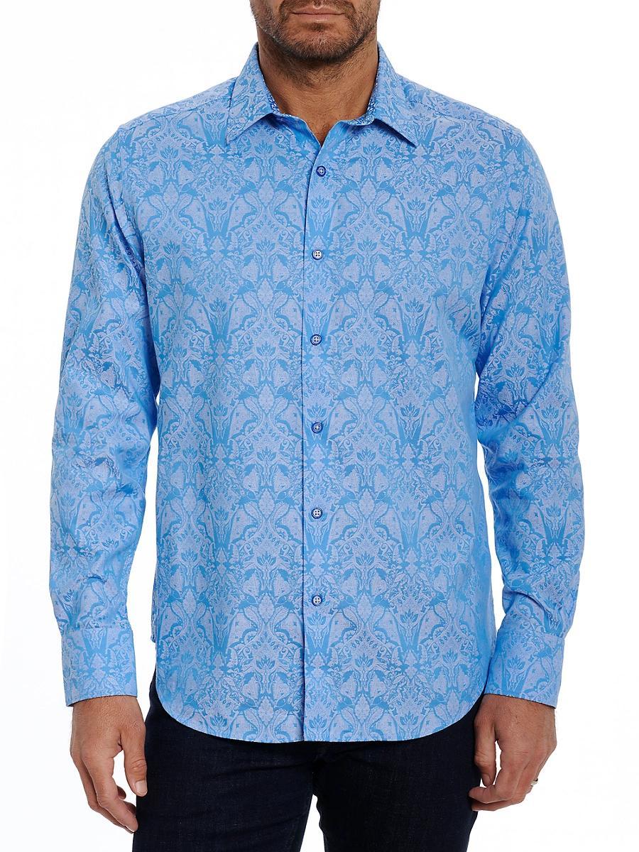 Mens Highland Stretch Cotton Jacquard Sport Shirt Product Image