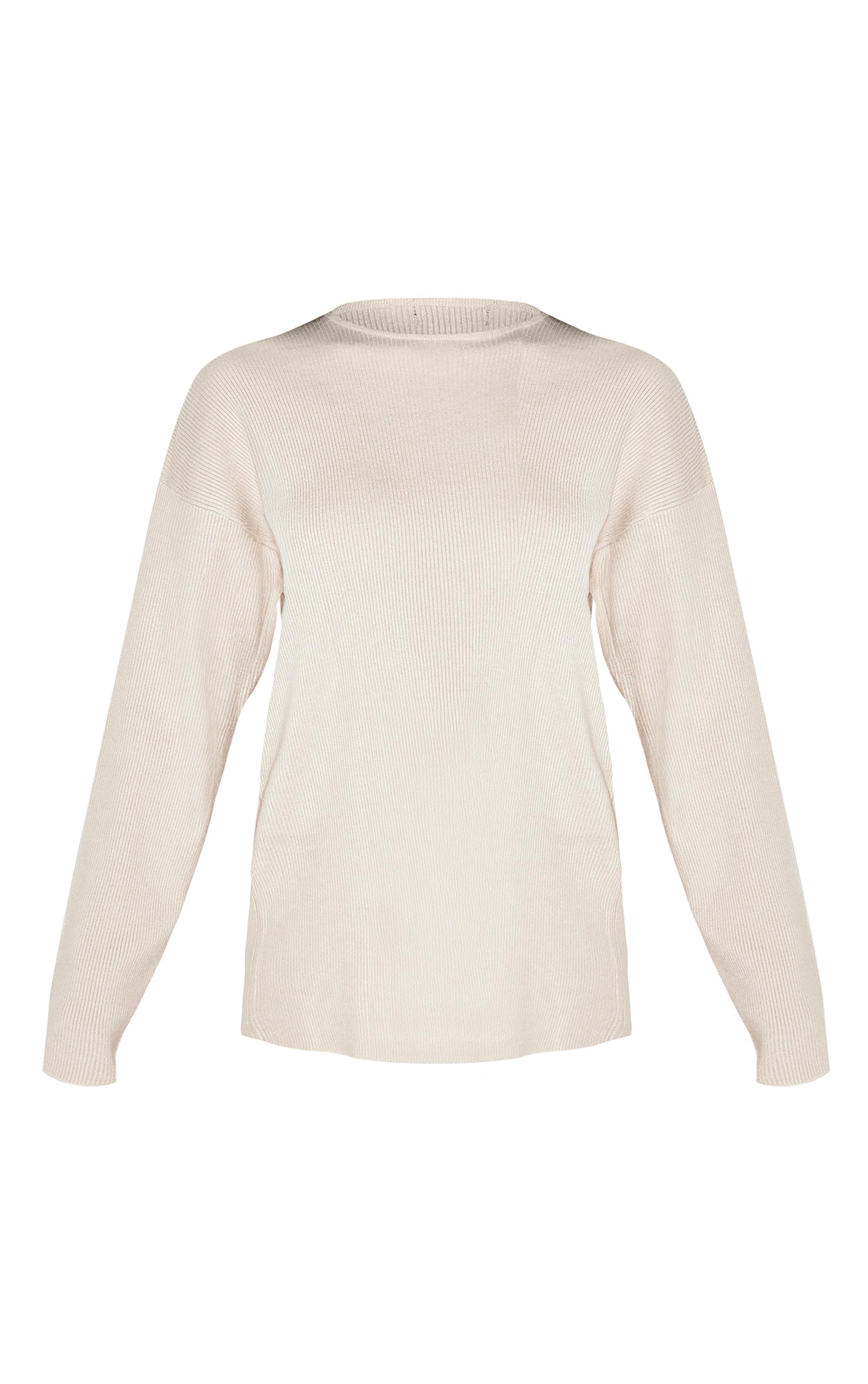 Oatmeal Light Rib Knit Oversized Top Product Image