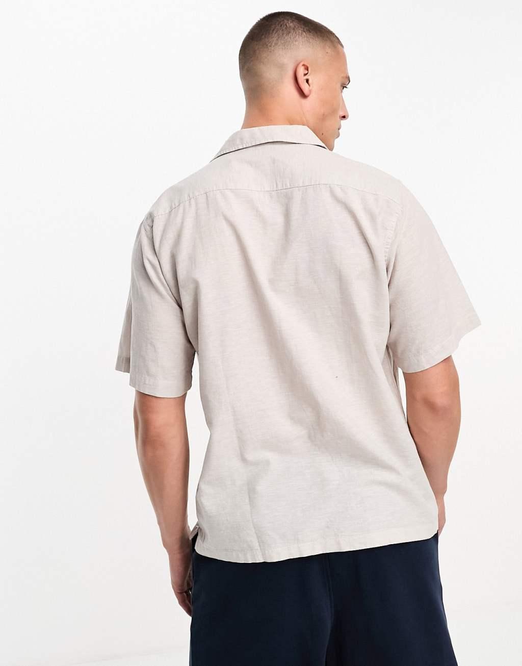 Jack & Jones Premium linen mix revere collar shirt Product Image