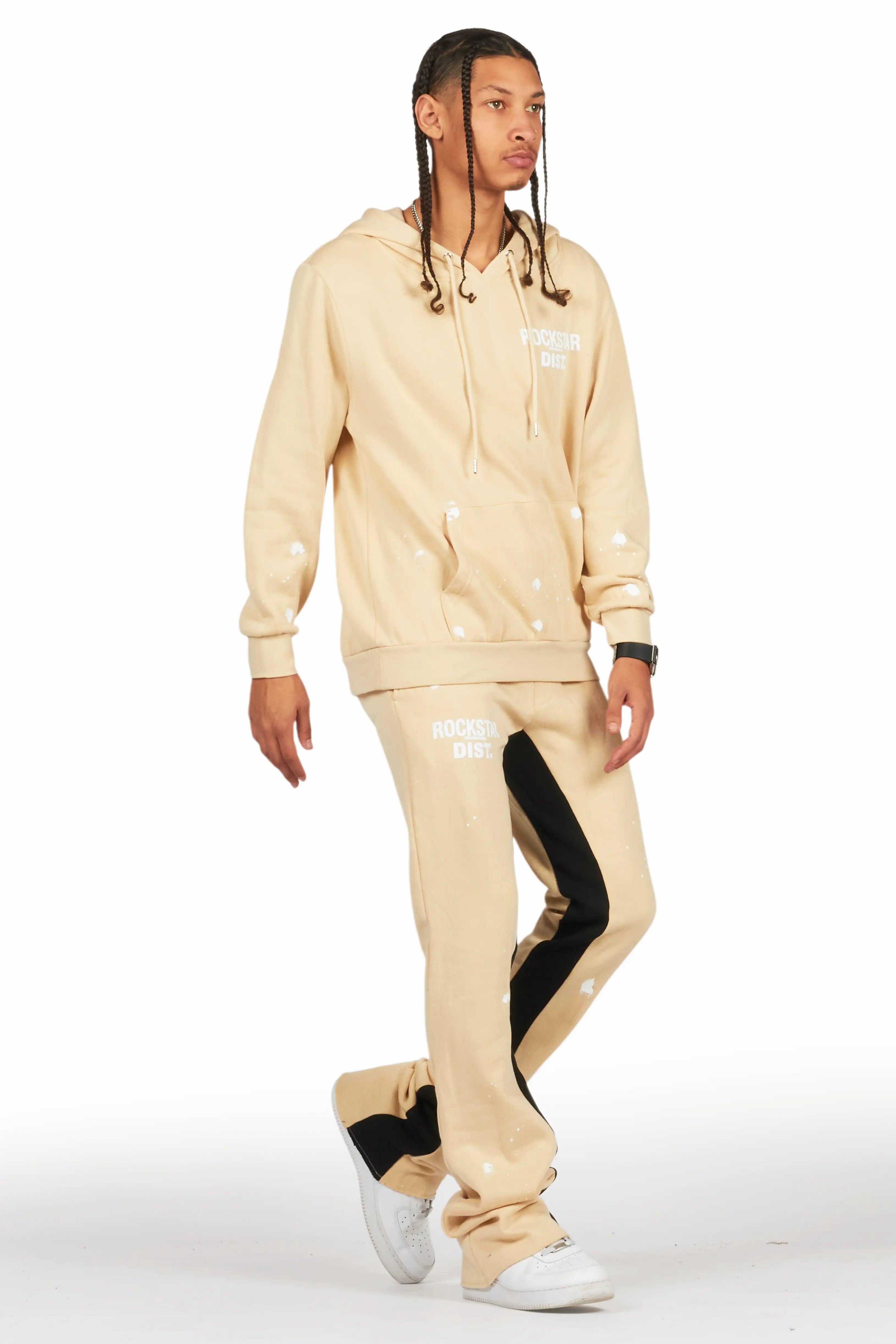 Raffer Beige Hoodie Baggy Fit Pant Track Set Male Product Image