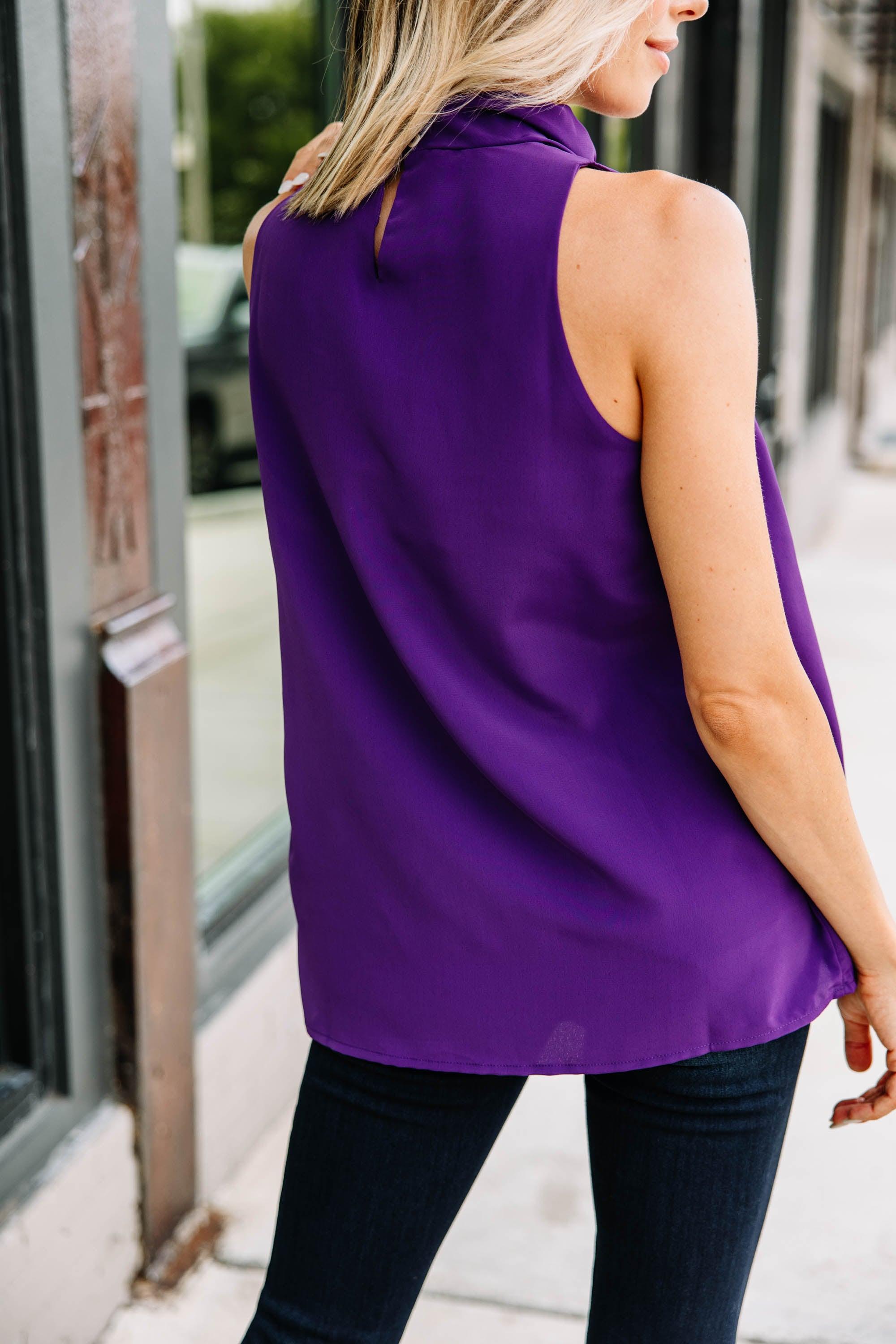 Tell Your Story Purple Cowl Neck Tank Female Product Image