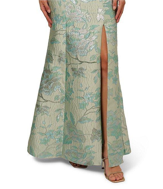 Adrianna Papell Floral Jacquard Off-The-Shoulder Cap Sleeve Column Gown Product Image