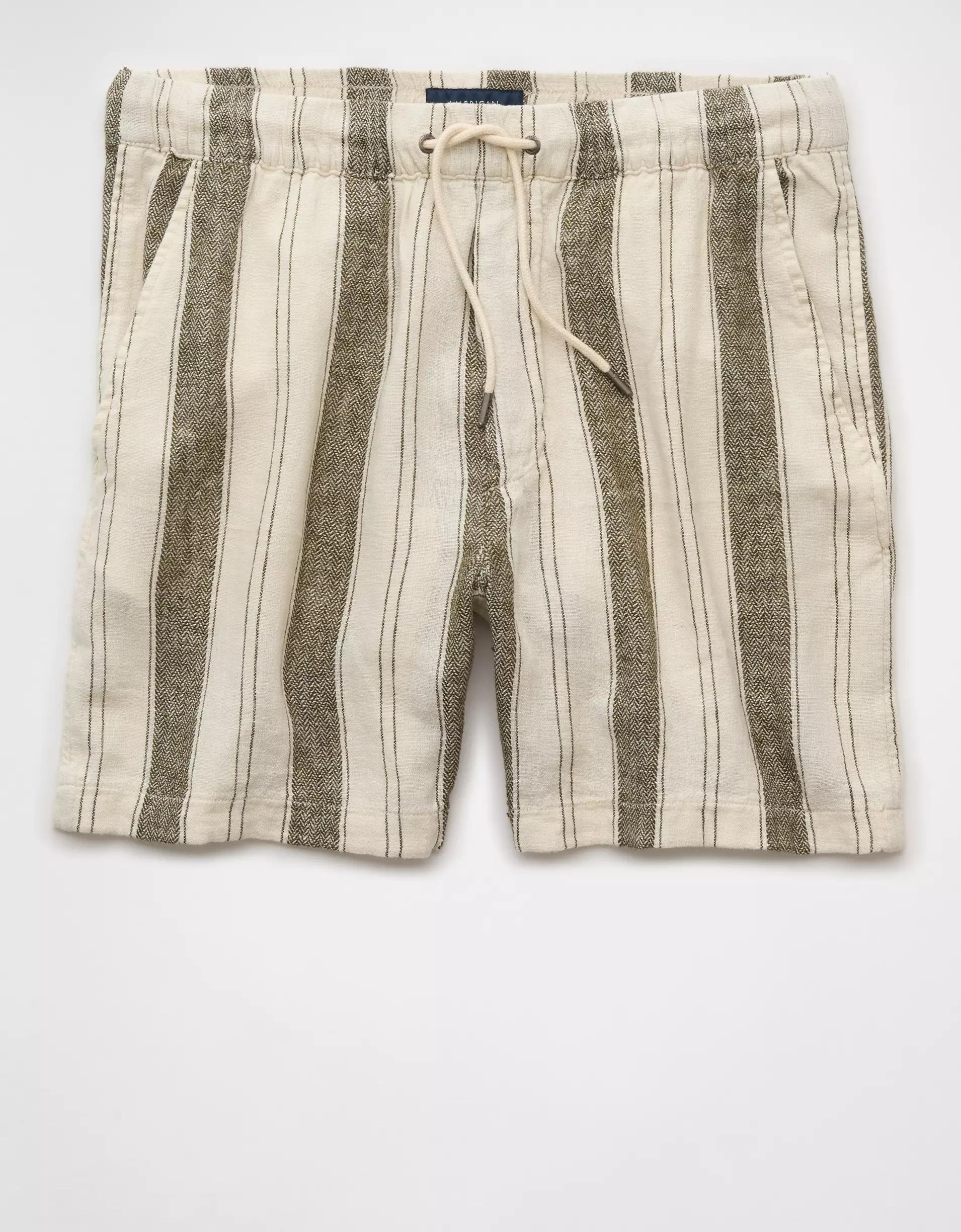 AE 7" Linen-Blend Striped Lived-In Trekker Short Product Image