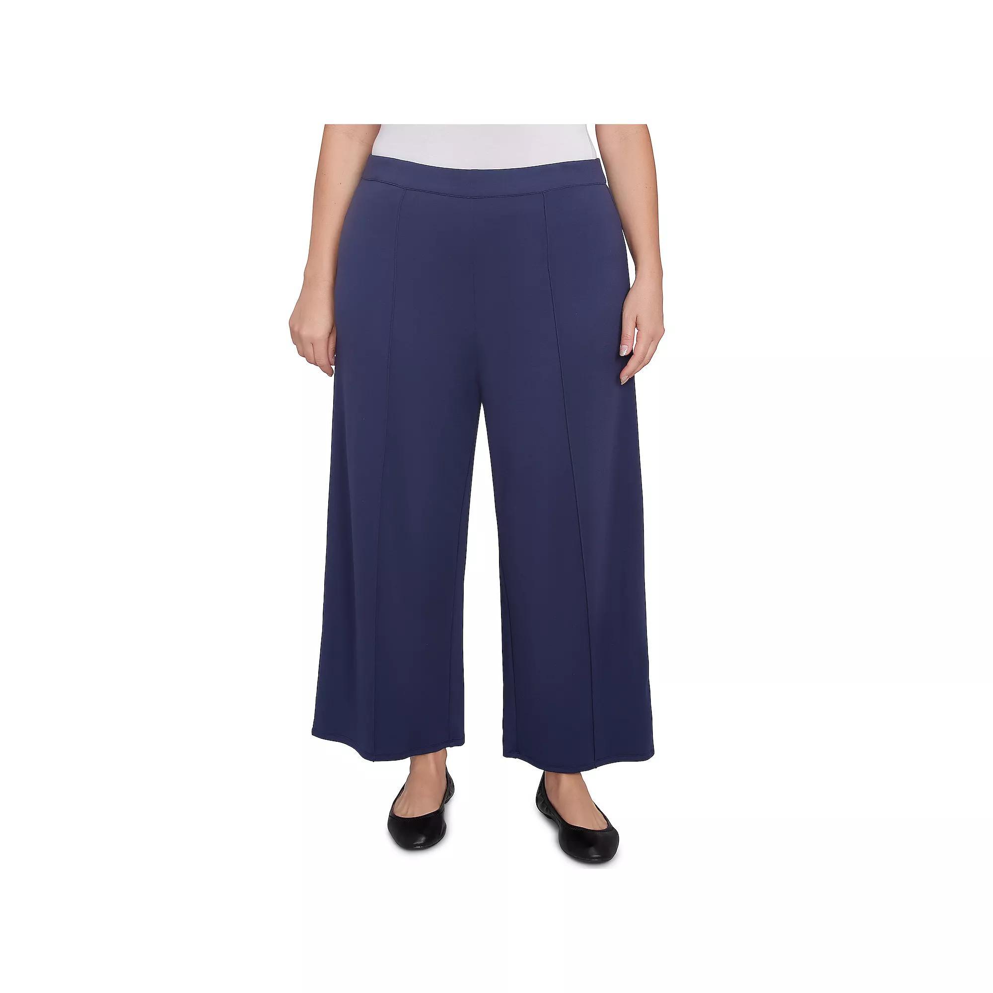 Plus Size Alfred Dunner Pleated Wide Leg Ankle Pants, Women's, Size: 2XL, Marine Blue Product Image