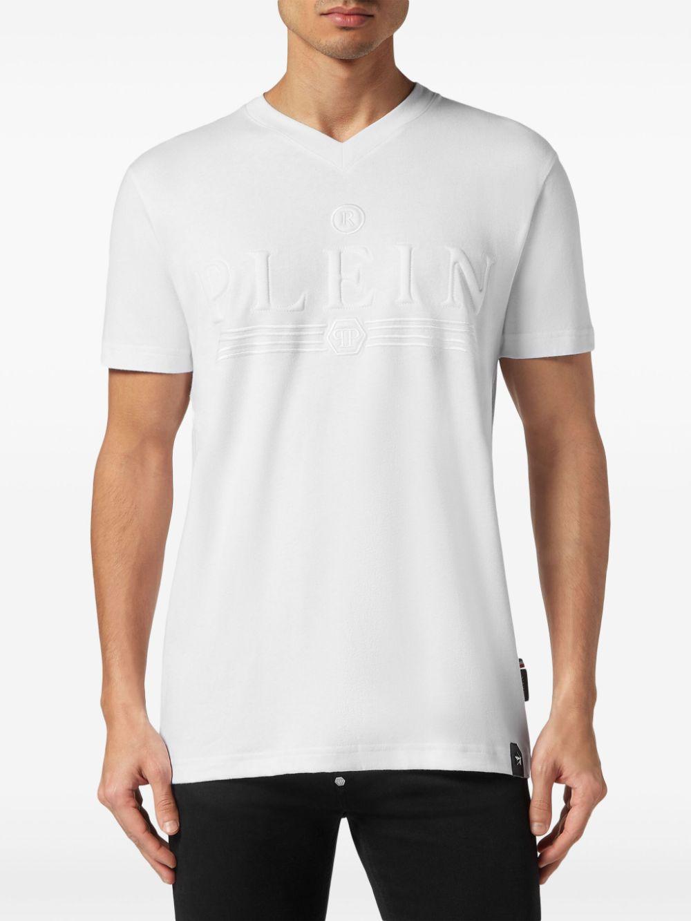 PHILIPP PLEIN Logo-printed Cotton T-shirt In White Product Image