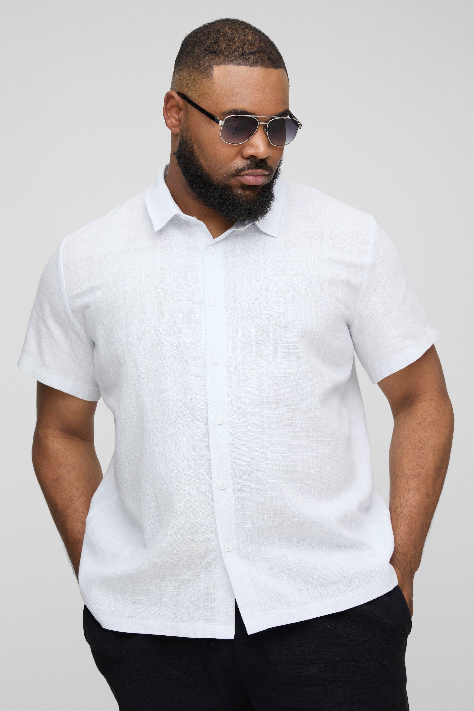 Plus Linen Oversized Short Sleeve Shirt | boohooMAN USA Product Image