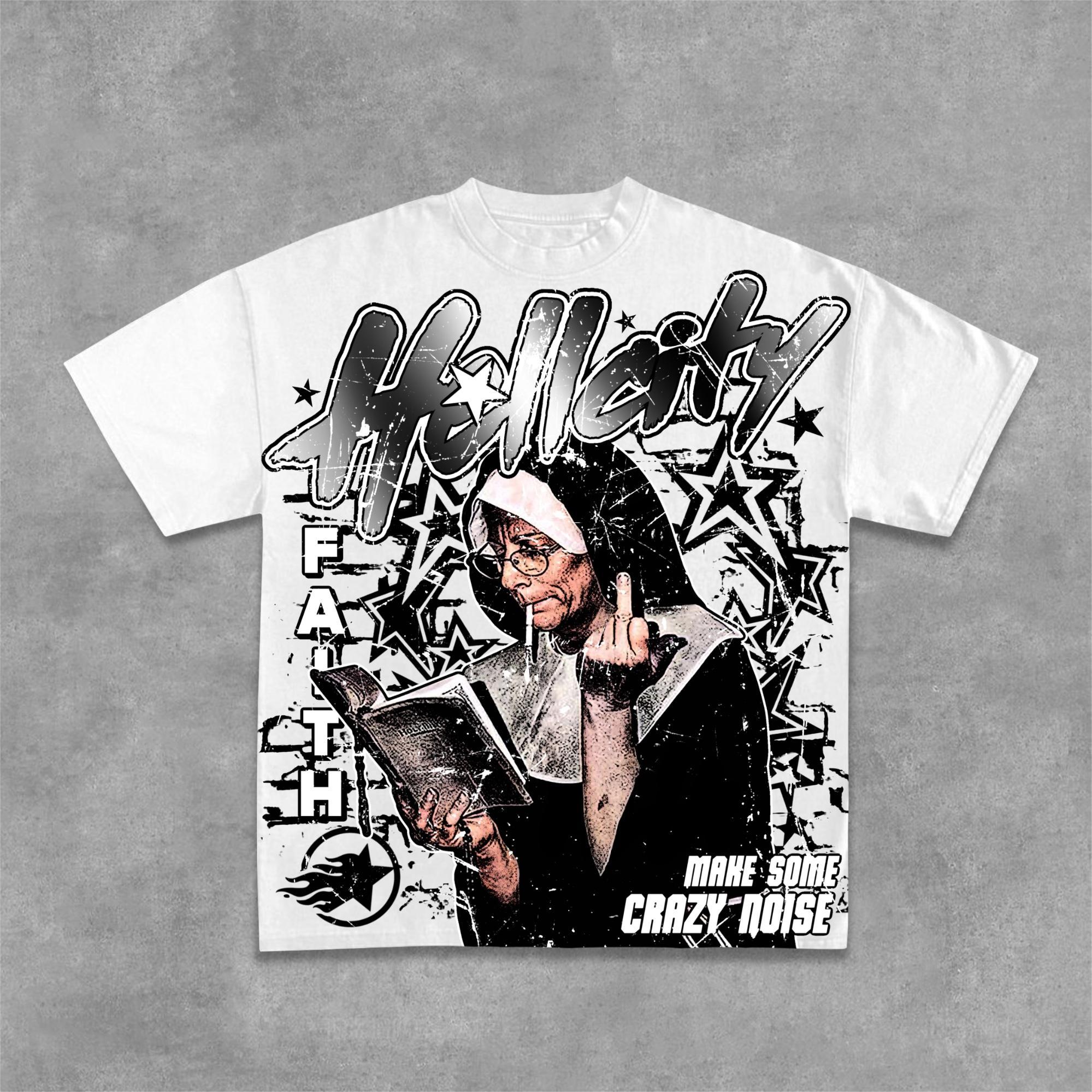 Hellcity - New Printed Pattern Design Print Cotton T-Shirt Product Image