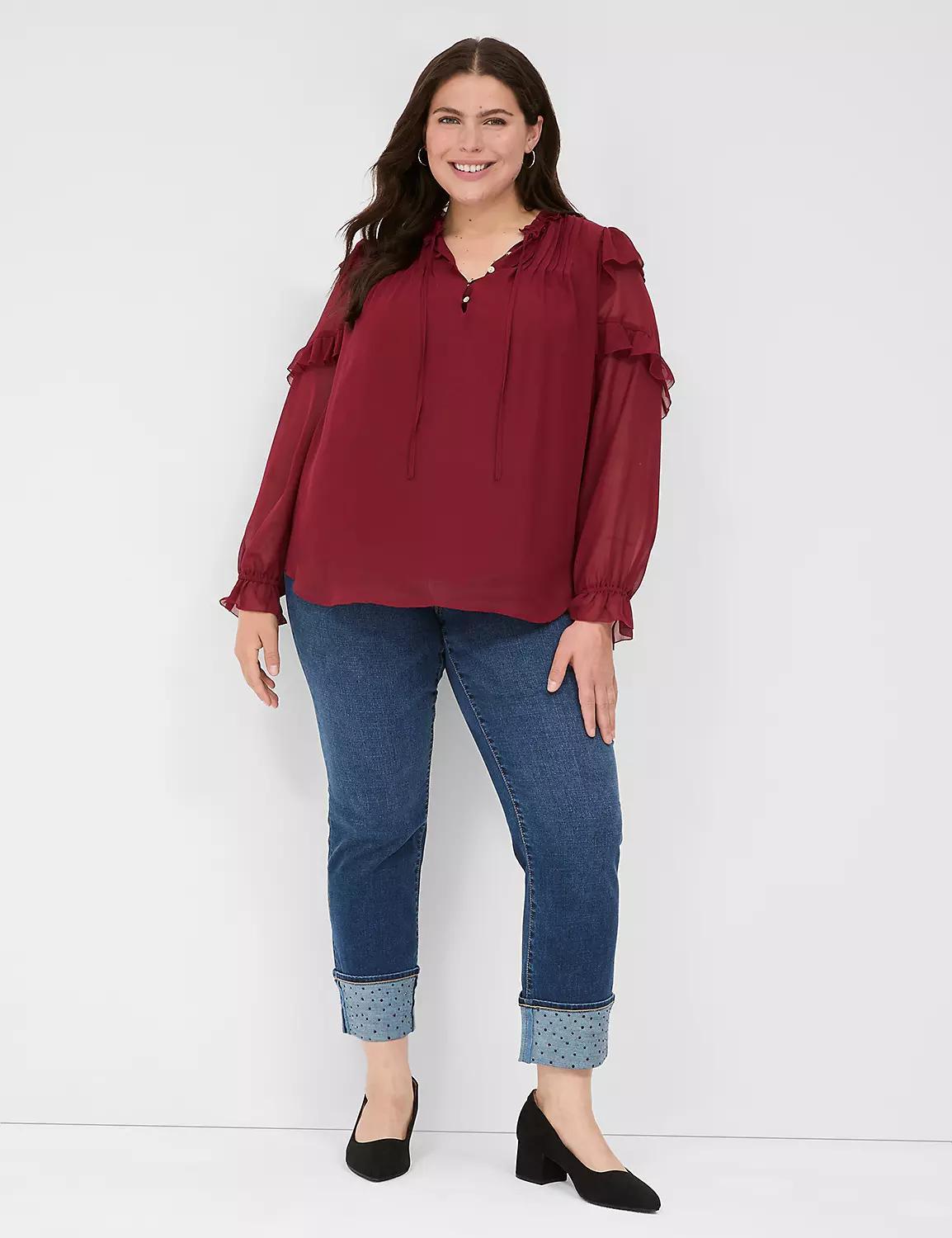 Split-Neck Popover Blouse Product Image