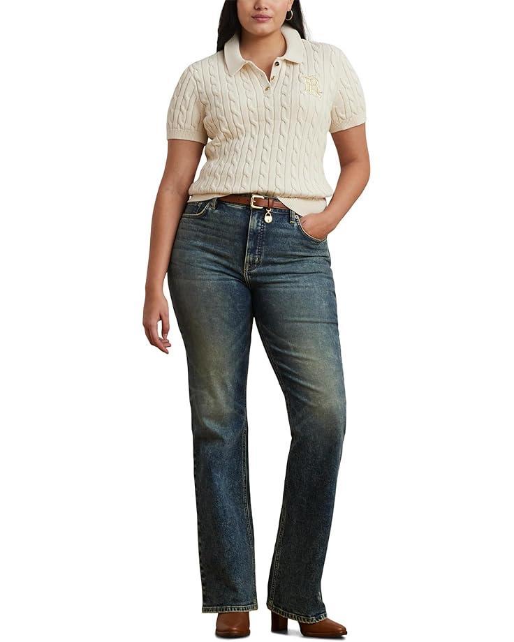 Cable-Knit Cotton Polo Sweater Product Image