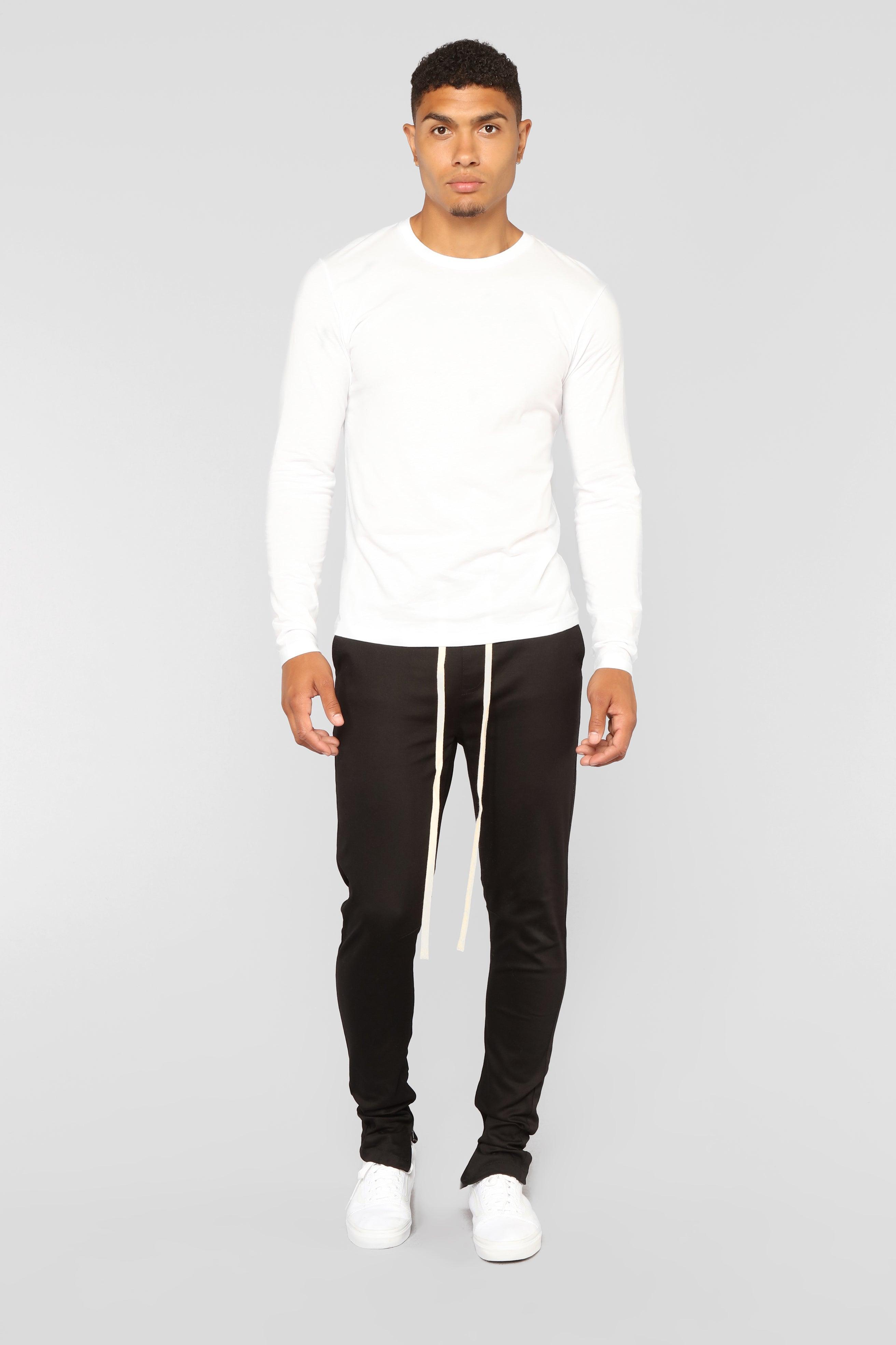 Essential Long Sleeve Crew Tee - White Product Image