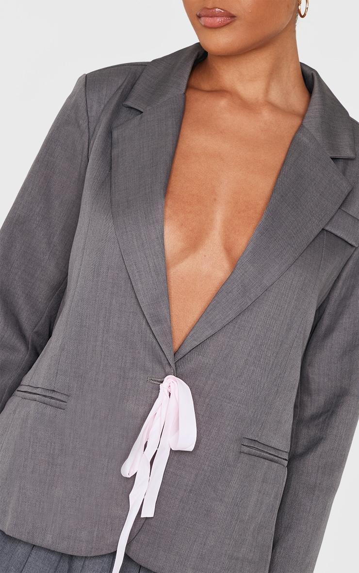 Grey Ribbon Detail Blazer Product Image