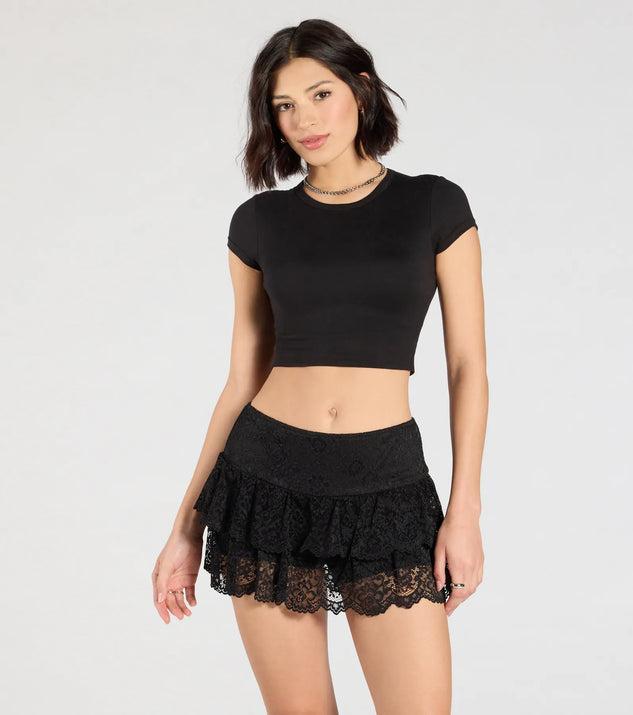 Flirty Feels Ruffled Lace Mini Skort Product Image