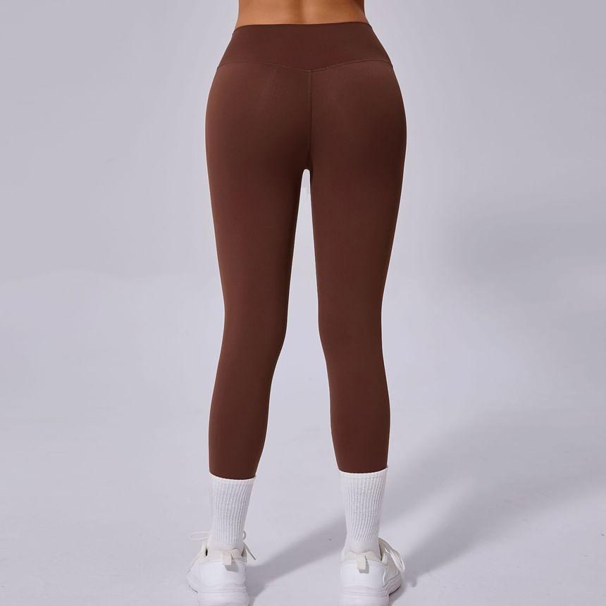 High Waist Plain Yoga Pants Product Image