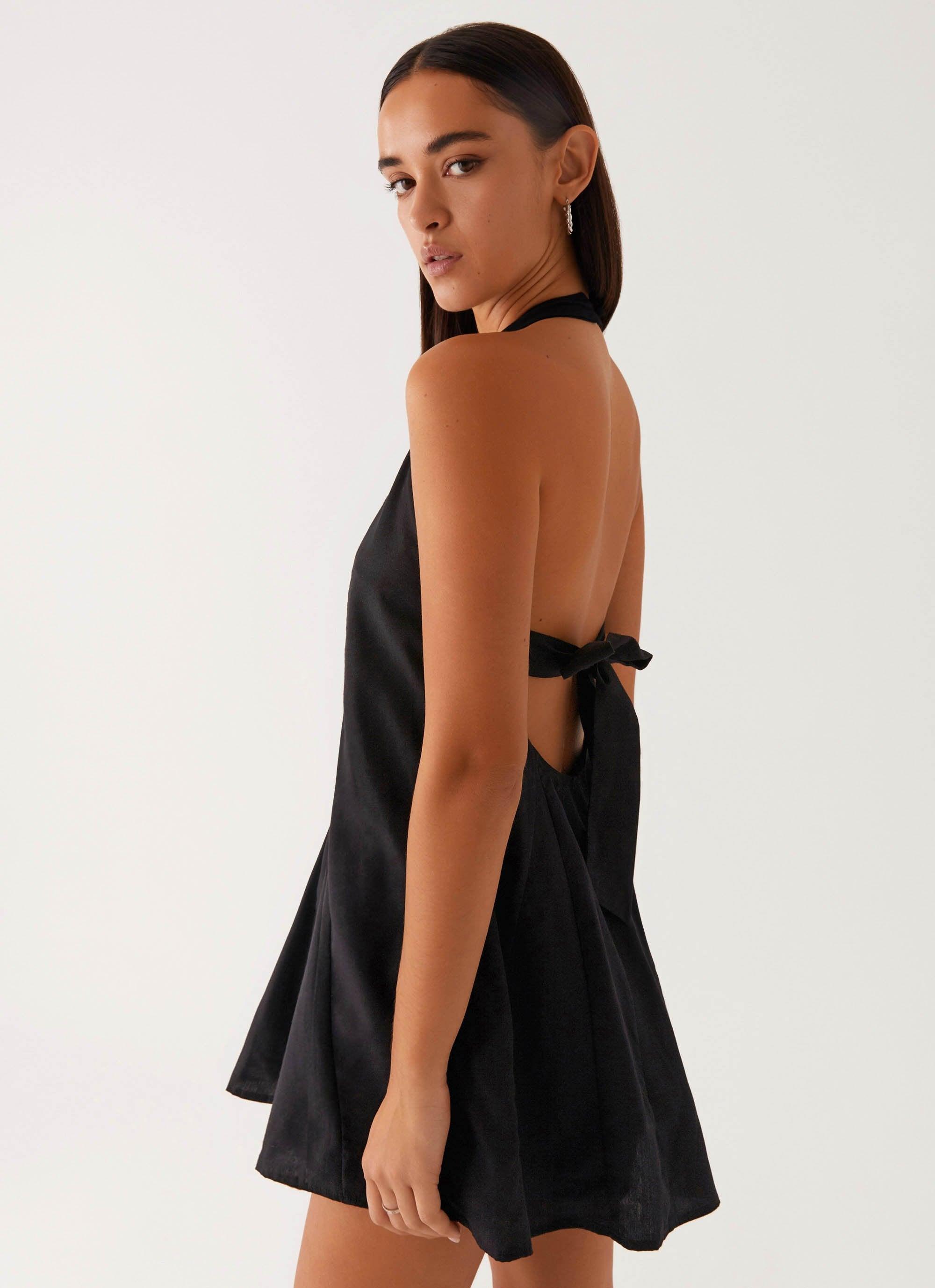 Avalon Halterneck Mini Dress - Black Product Image