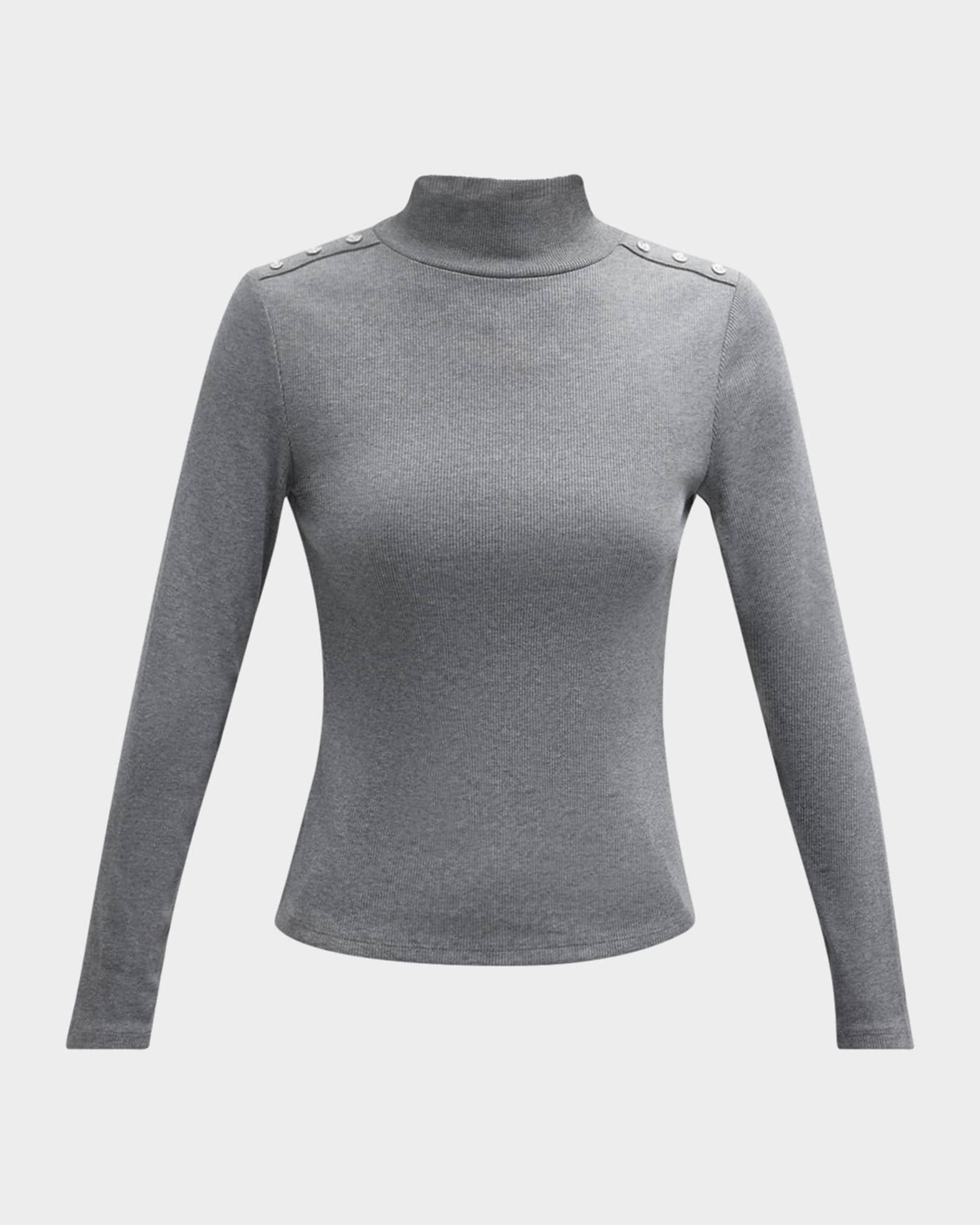 Nate Buttoned Mock-Neck Top Product Image